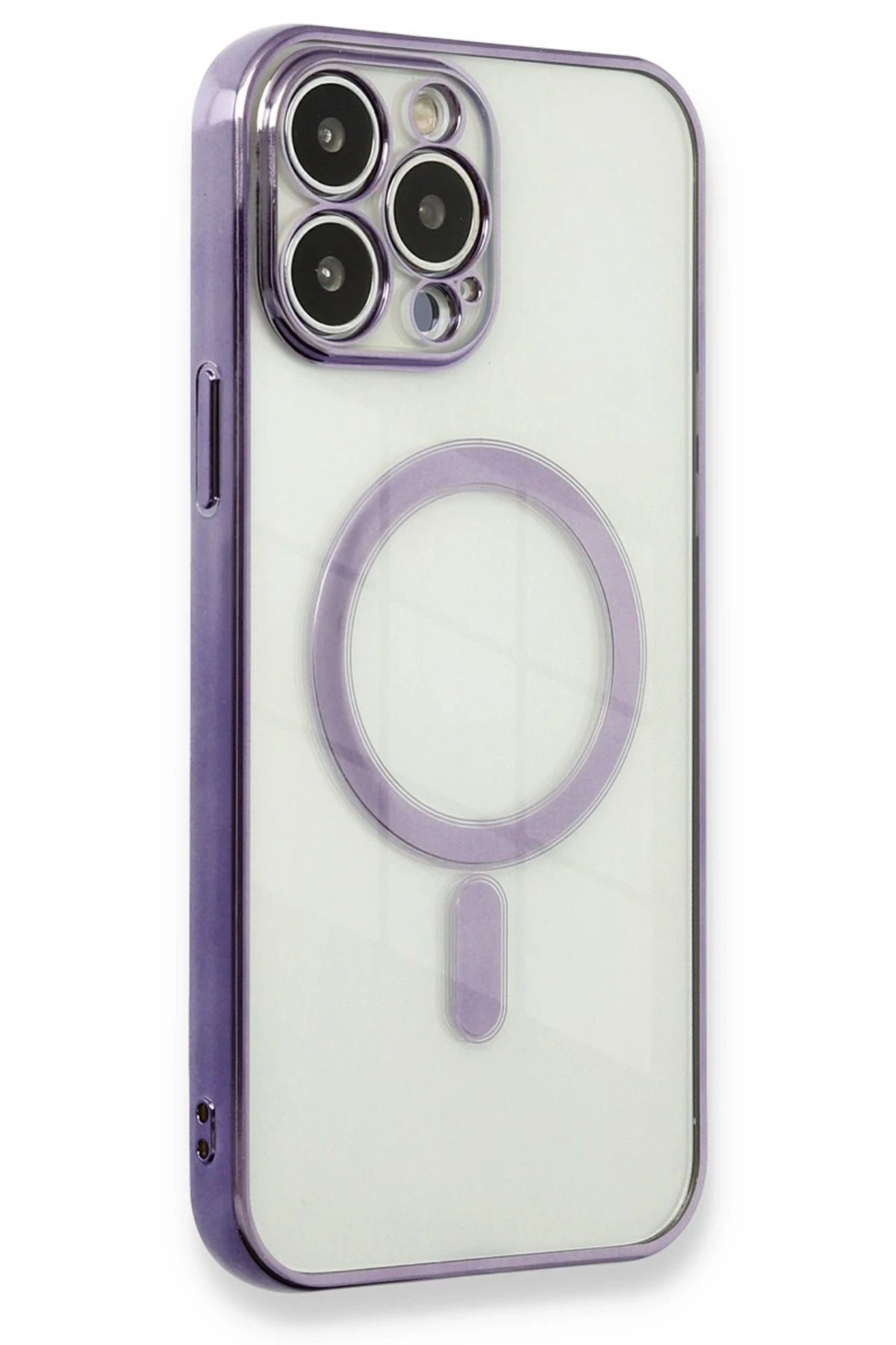 NewFace iPhone 13 Pro Kılıf Magneticsafe Lazer Silikon - Mor YNSMR