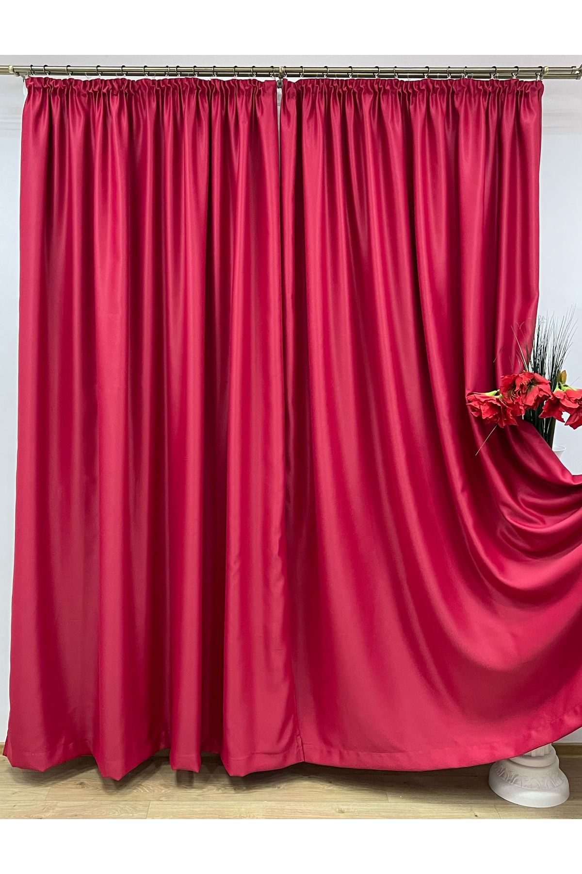 Liz Line-Set of two blackout curtains, amaranth, "Monocrom Signature" by Liz Line, with 2x350x245 drapery DR1135 3