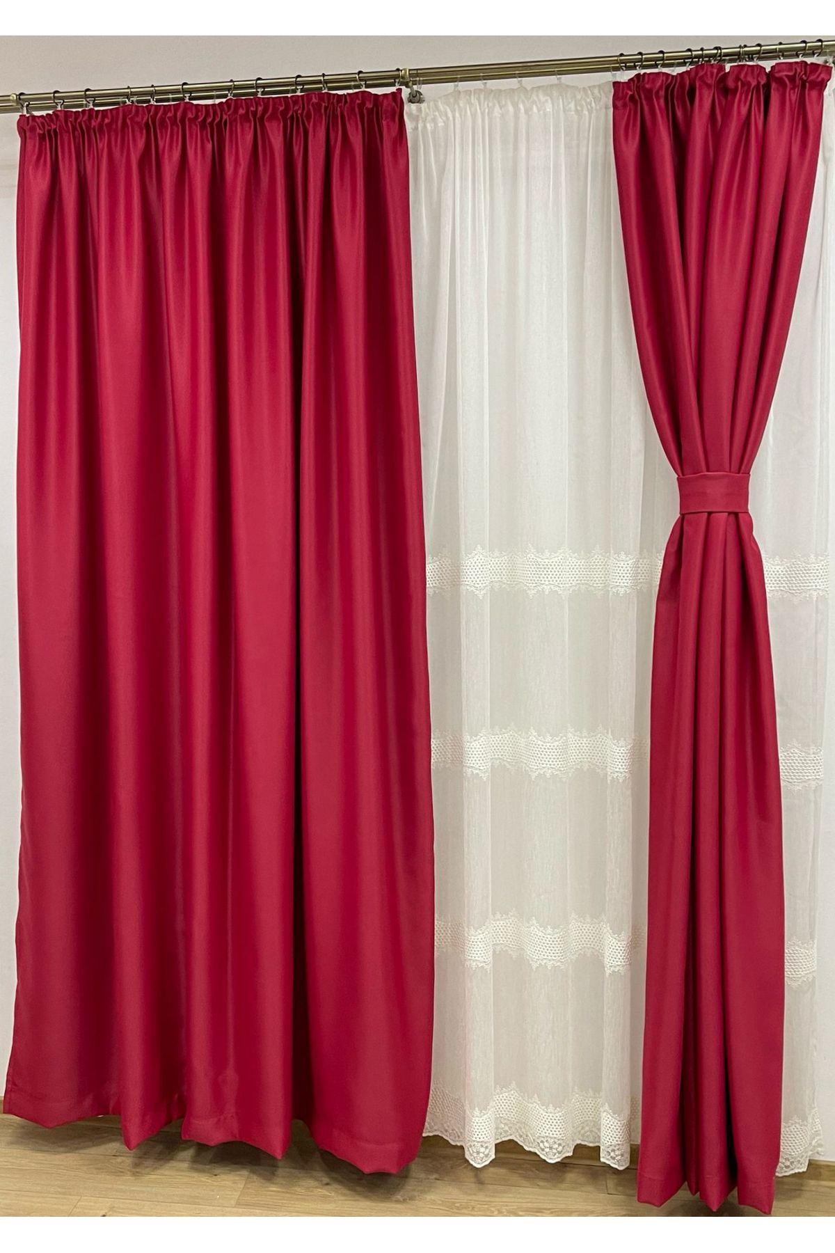 Liz Line-Set of two blackout curtains, amaranth, "Monocrom Signature" by Liz Line, with 2x350x245 drapery DR1135 8