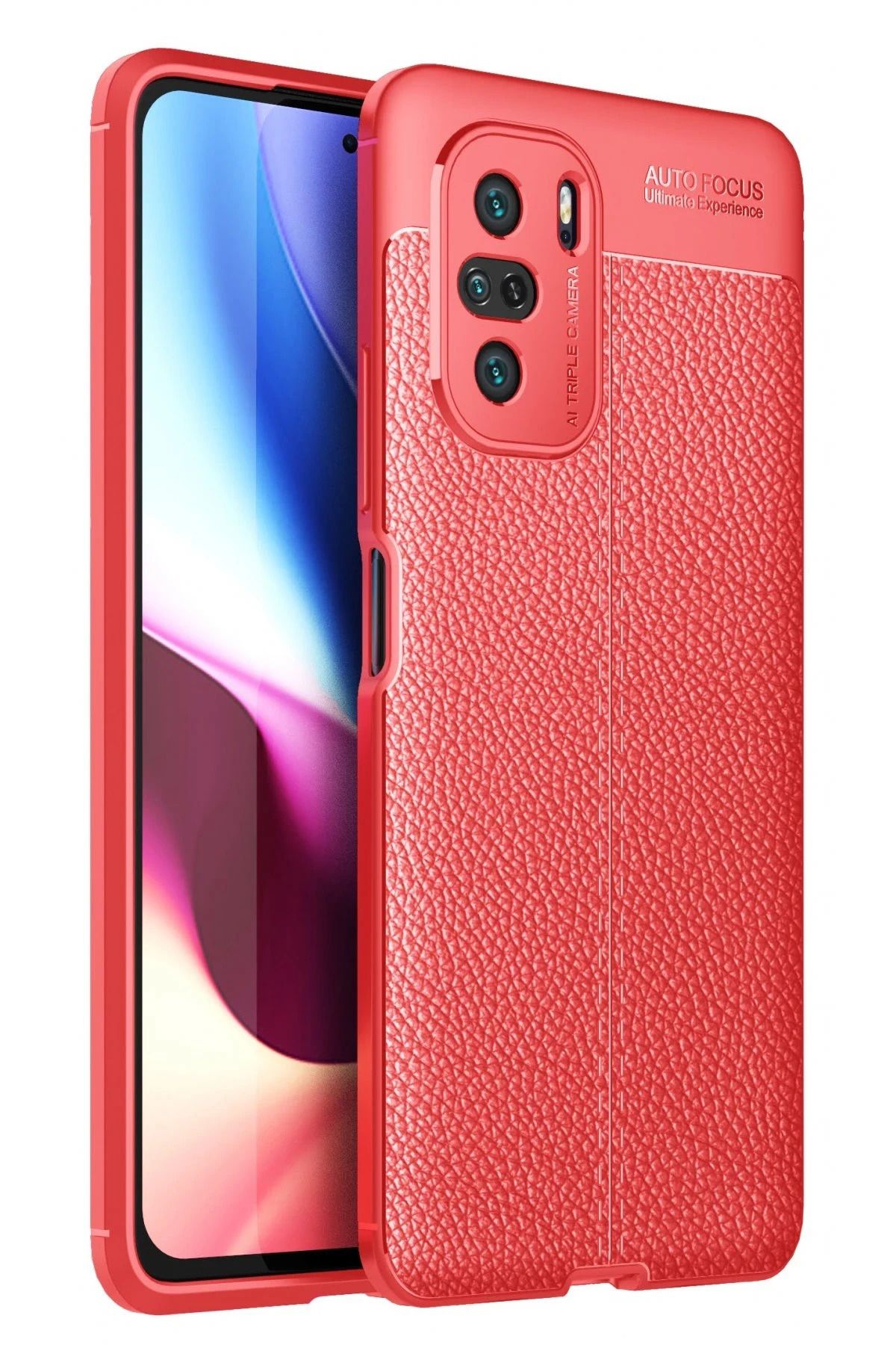 NewFace Xiaomi Poco F3 Kılıf Auto Focus Kapak - Kırmızı JOJUA
