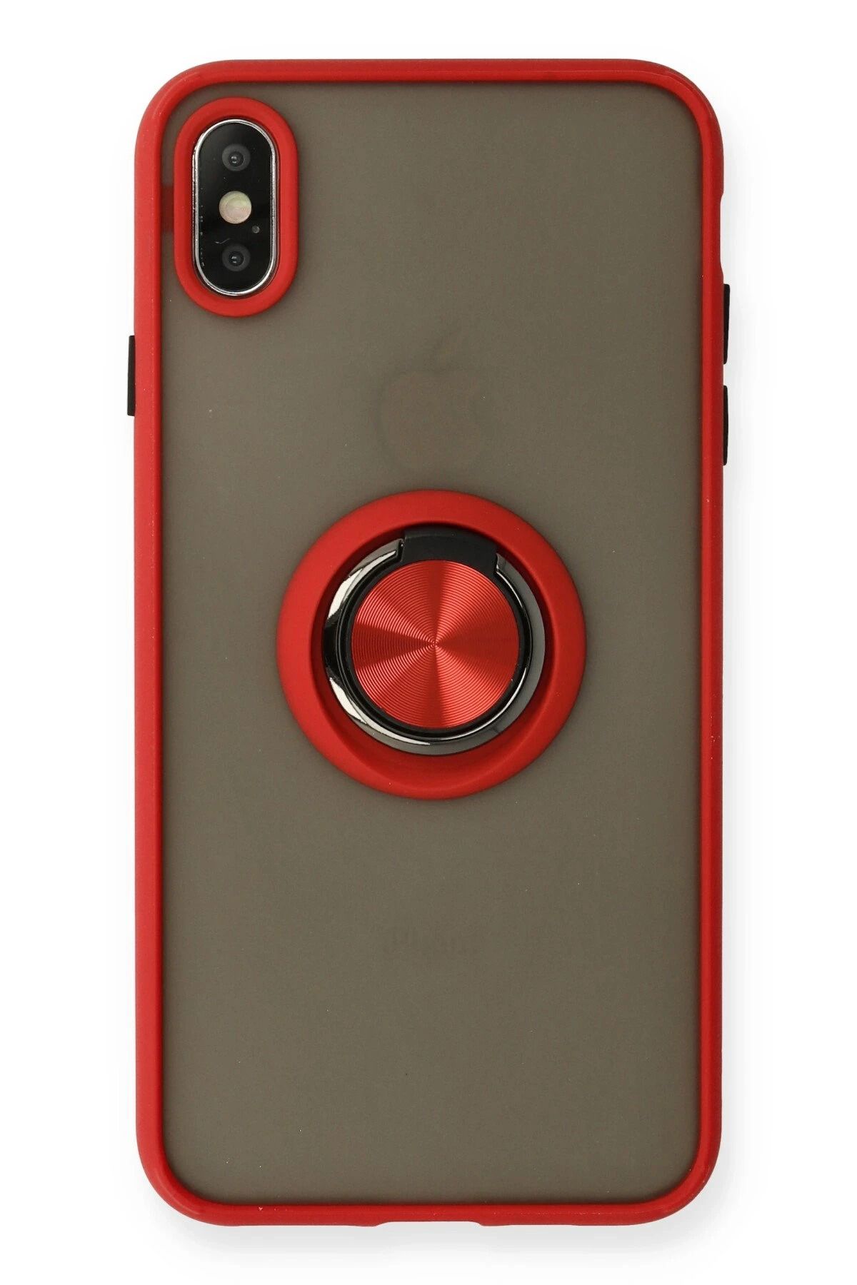 NewFace iPhone XS Max Kılıf Montreal Yüzüklü Silikon Kapak - Kırmızı INSLM