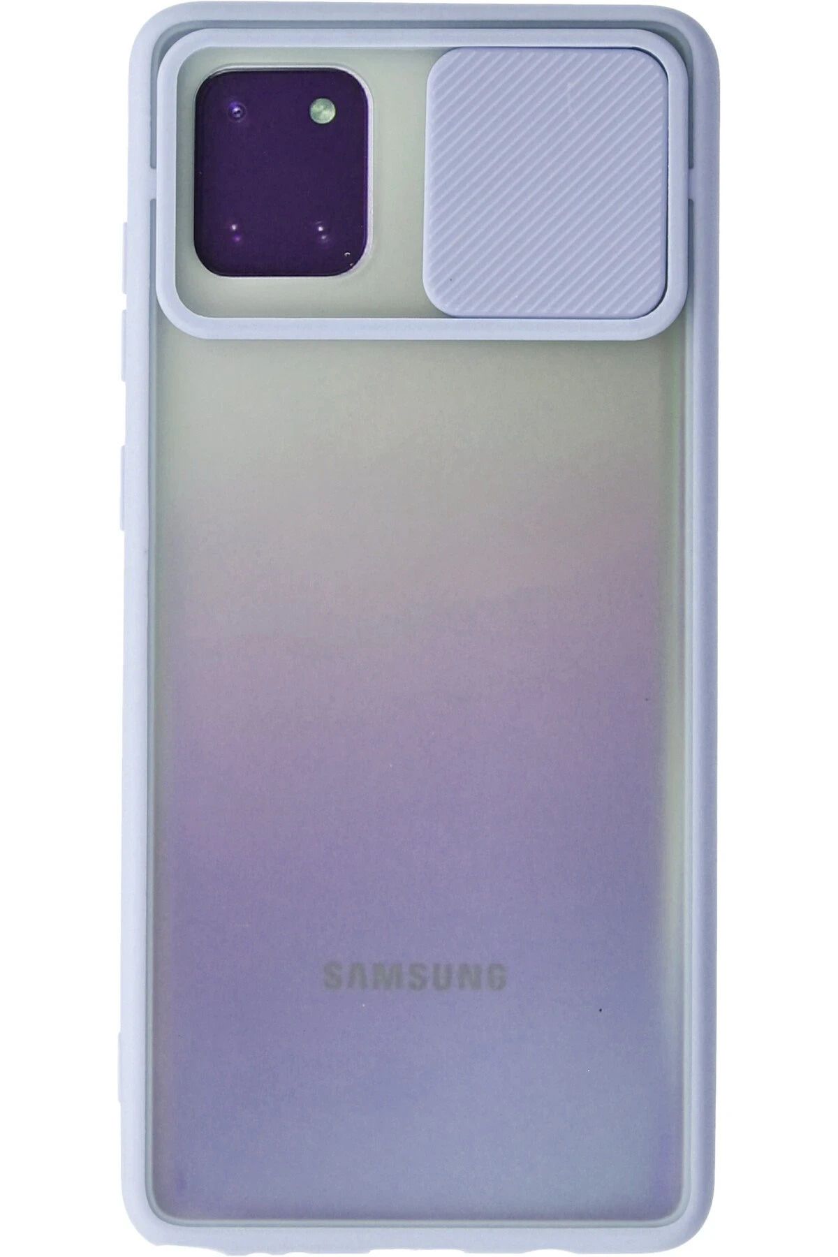 NewFace Samsung Galaxy A81 / Note 10 Lite Kılıf Palm Buzlu Kamera Sürgülü Silikon - Lila FERRG