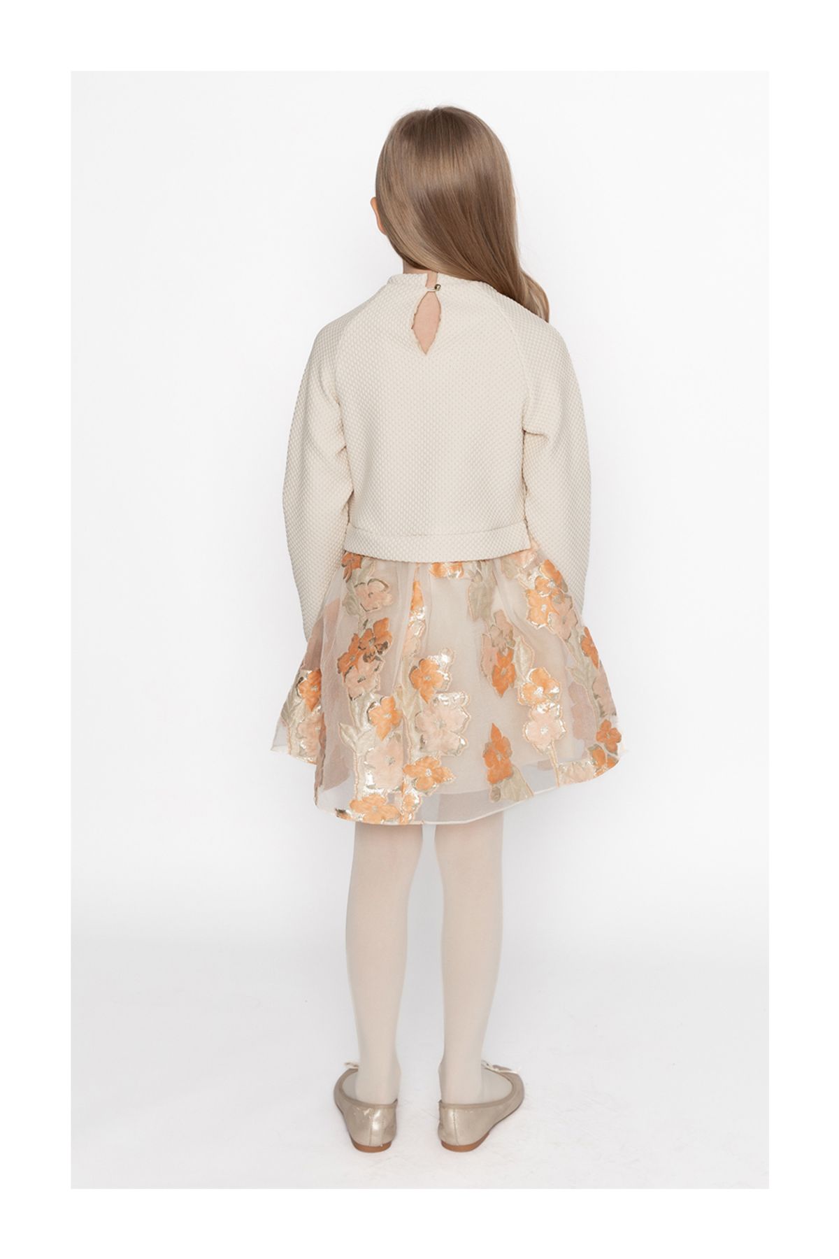 SheShe-Salmon Color Patterned Dress 2