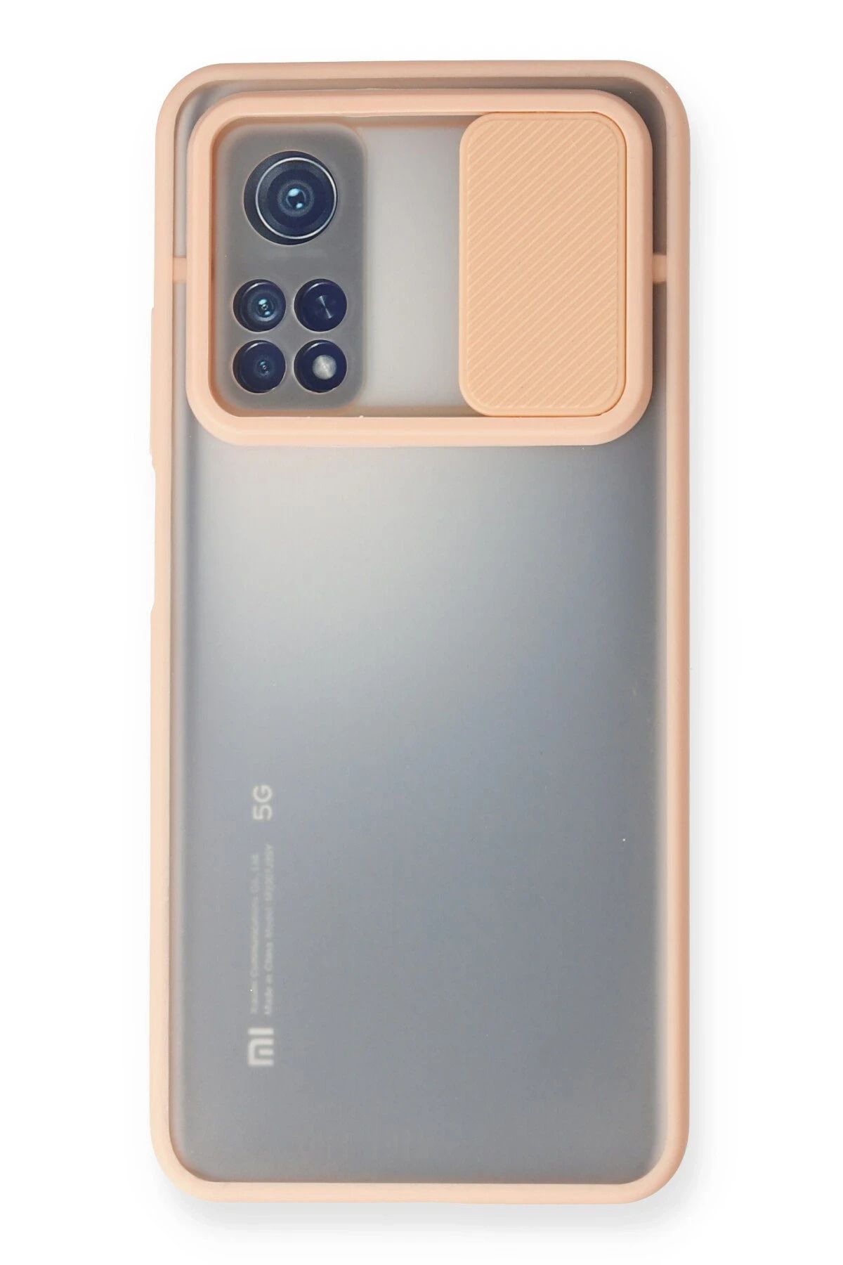 NewFace Xiaomi Mi 10T Kılıf Palm Buzlu Kamera Sürgülü Silikon - Pembe HNZRN