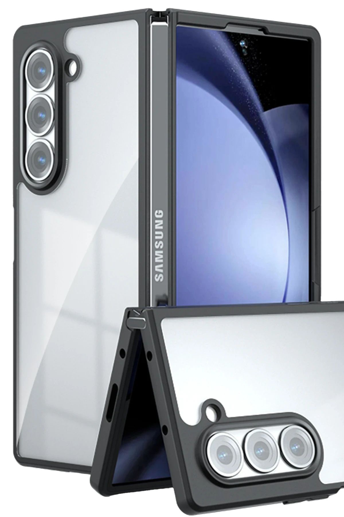 NewFace Samsung Galaxy Z Fold 5 Kılıf Blur Fold Kapak - Siyah FERRG