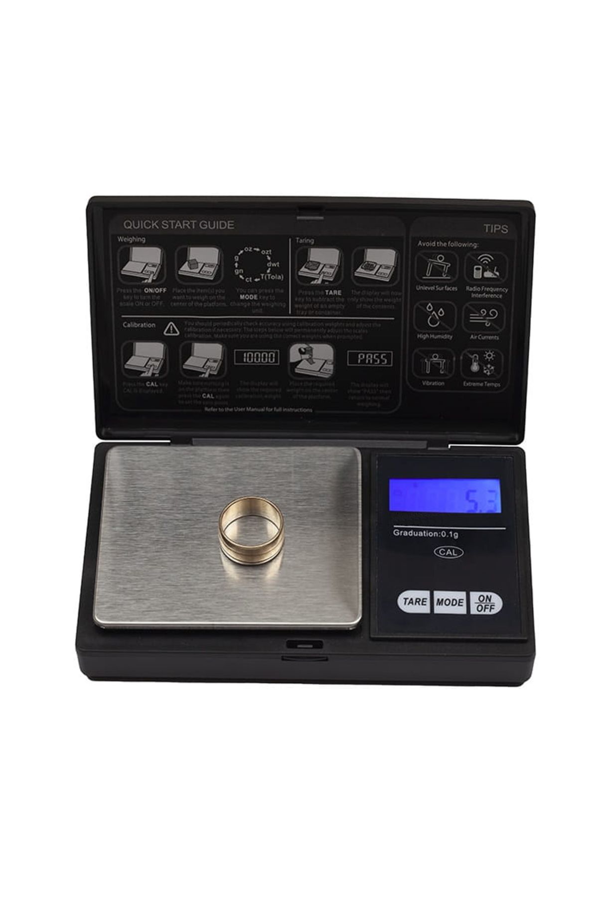Depox Cântar Digital De Buzunar, Greutate Specială, Afișaj Lcd, Protecție Din Plastic, 13 Cm, Maxim 500 G, Negru - One Size