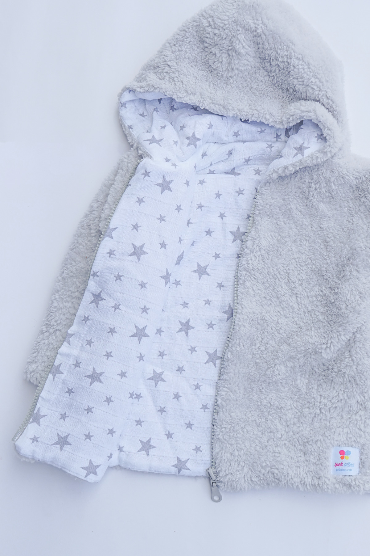 ipek atlas Kız Erkek Bebek Ve Çocuk Müslin Astarlı Fermuarlı Peluş Mont fotoğrafı 3 (önizleme)