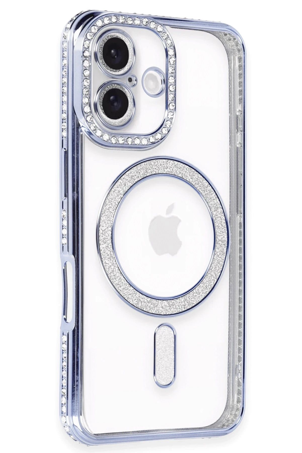 NewFace iPhone 16 Kılıf Joke Simli Magneticsafe Kılıf - Mavi BSTMY