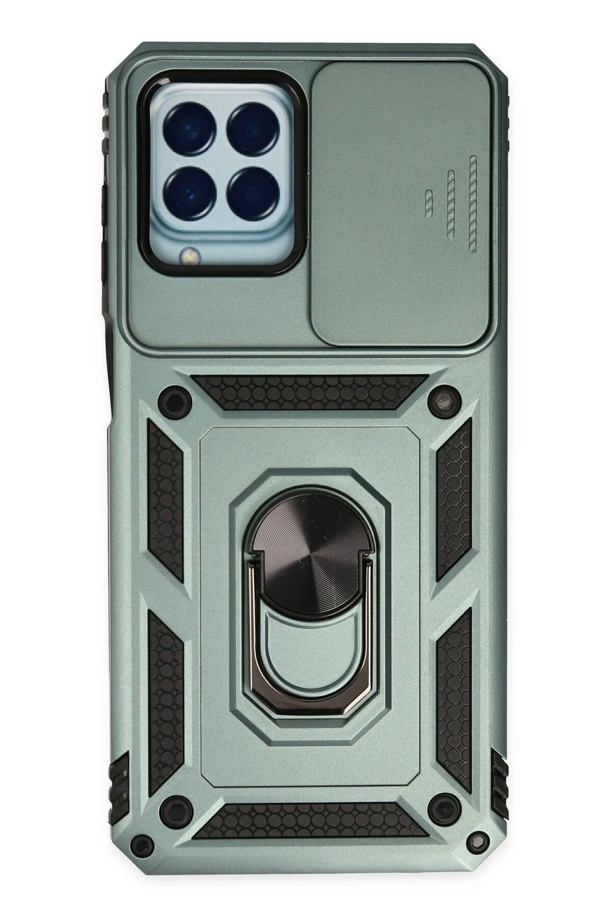 NewFace Samsung Galaxy M33 Kılıf Pars Lens Yüzüklü Silikon - Yeşil NRMSA