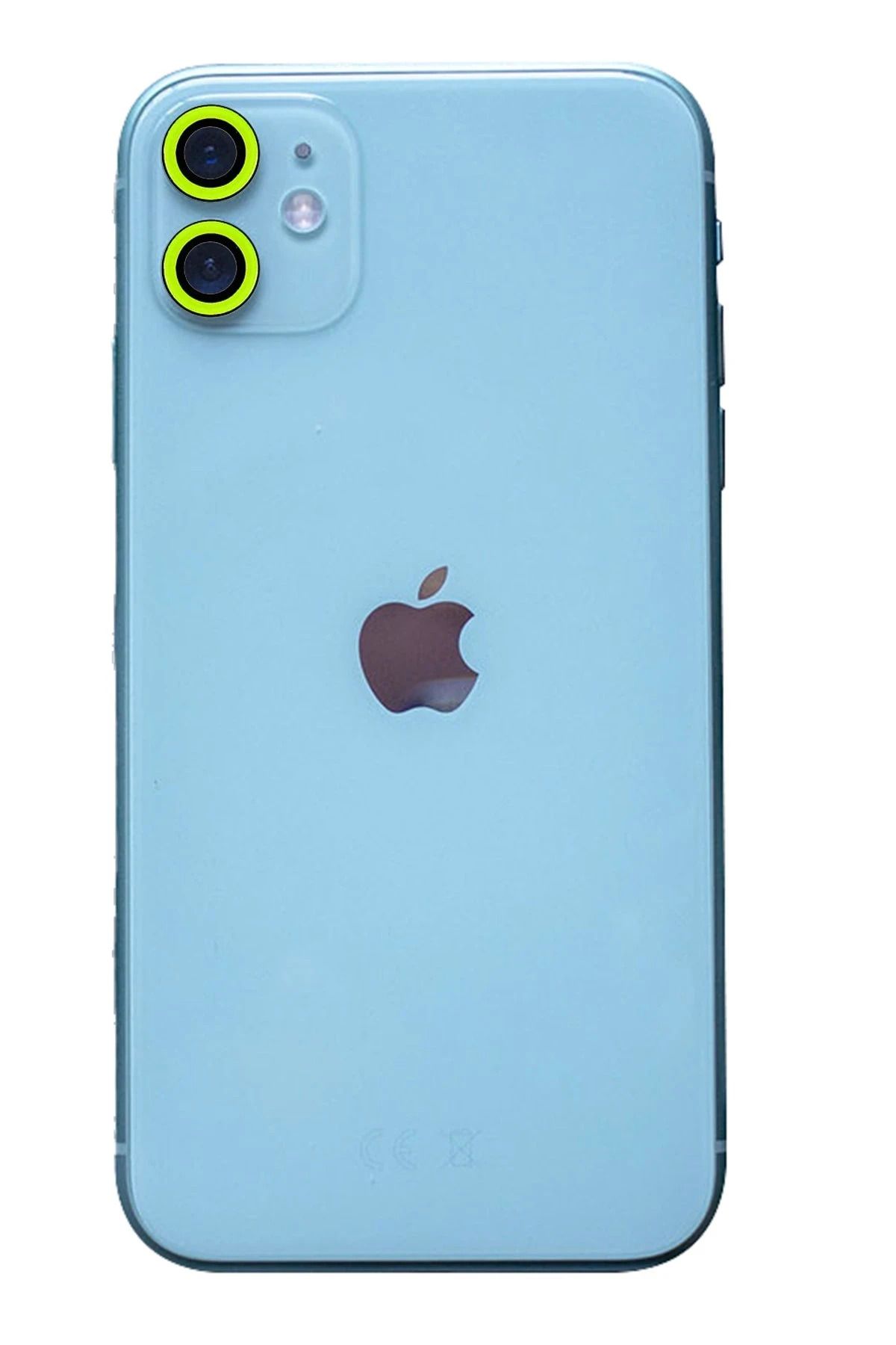 NewFace iPhone 11 Uyumlu Neon Fosforlu Kamera Lens - Yeşil
