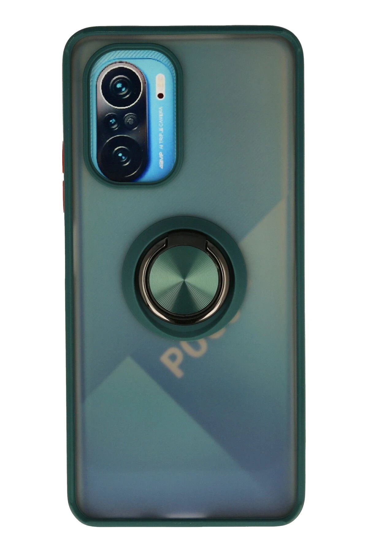 NewFace Xiaomi Redmi K40 Kılıf Montreal Yüzüklü Silikon Kapak - Yeşil JOJUA