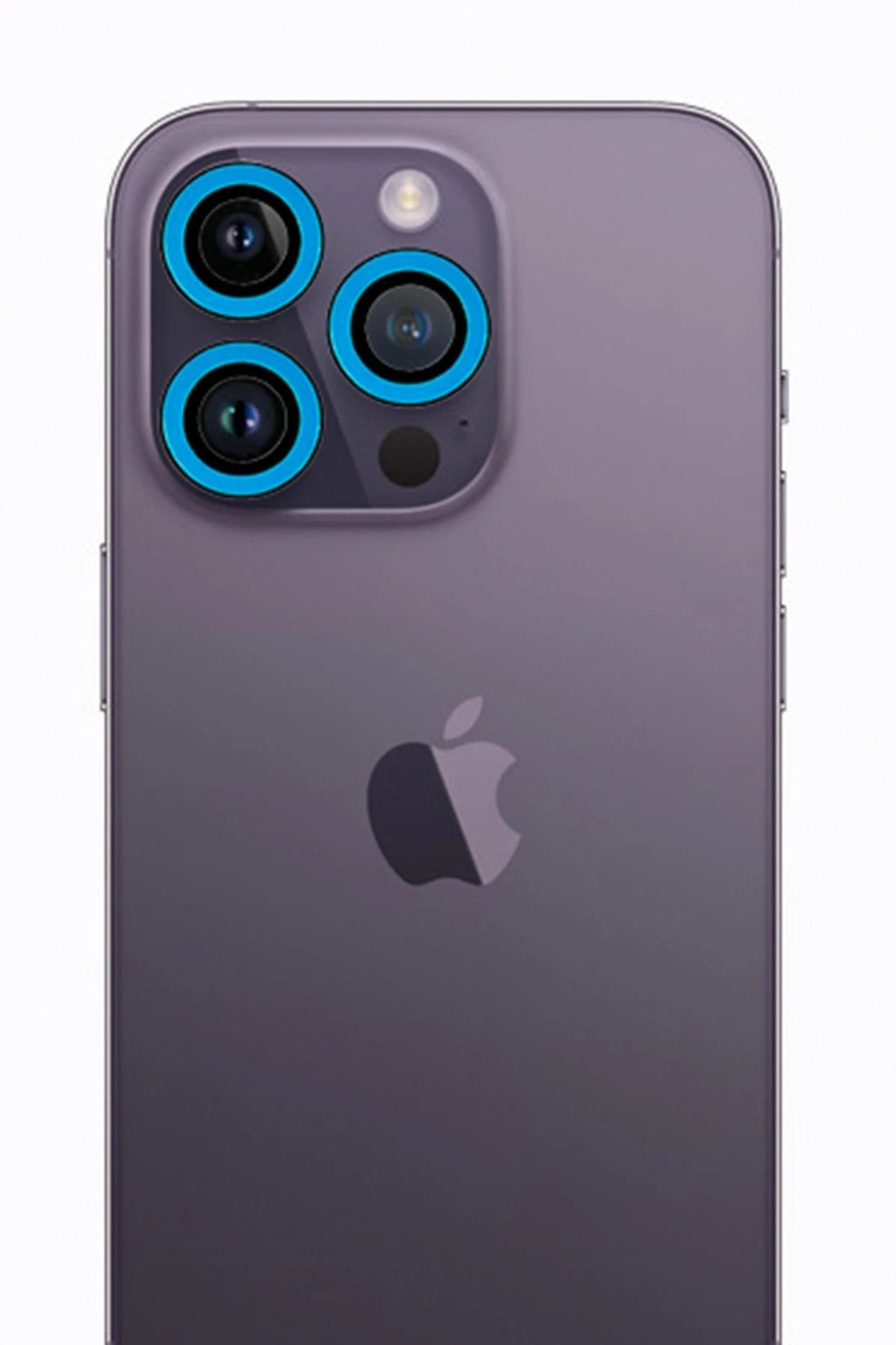 NewFace iPhone 12 Pro Max uyumlu Neon Fosforlu Kamera Lens - Mavi ALMLA
