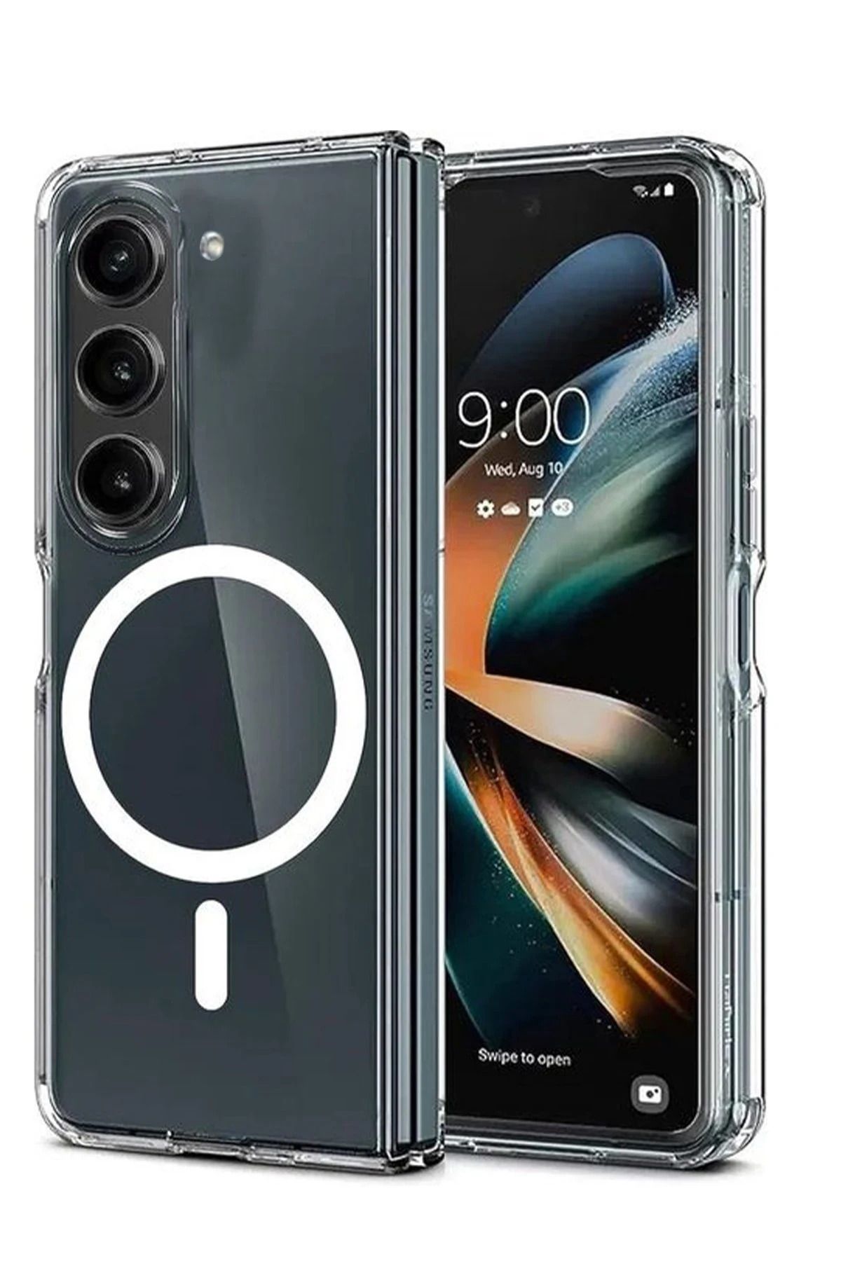 NewFace Samsung Galaxy Z Fold 6 Kılıf Magneticsafe Şeffaf Silikon - Şeffaf HNZRN