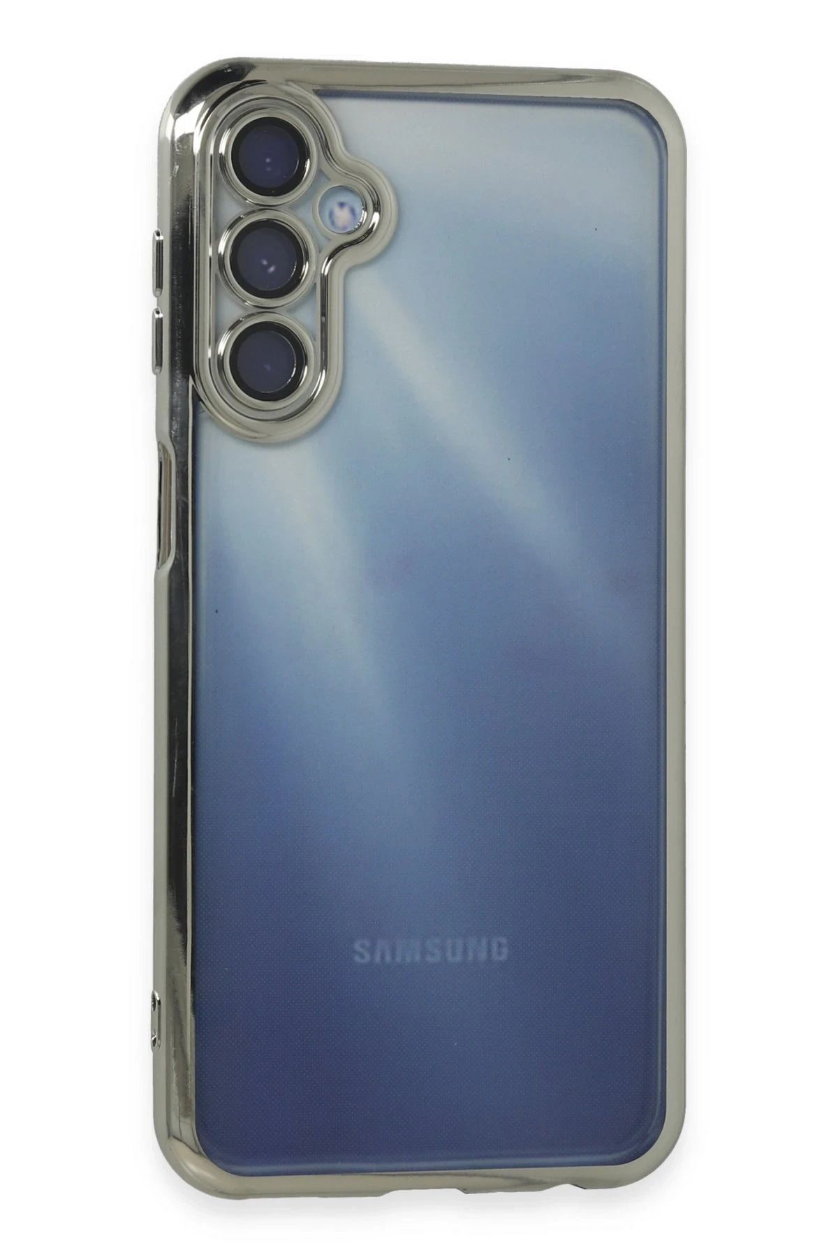 NewFace Samsung Galaxy A55 5G Kılıf Lensli Silikon - Gümüş YNSMR