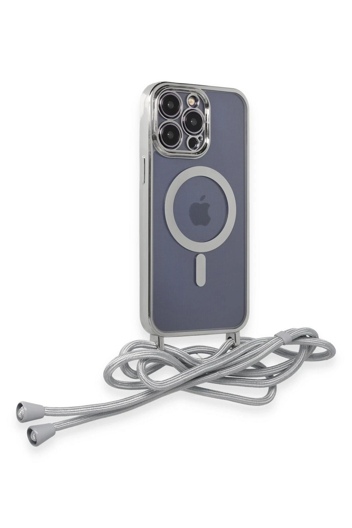 cepmoda iPhonE 13 PRO MAX | DiVO Taşıma iP Askılı Lazer Magsafe Silikon Telefon Kılıfı | GÜMÜŞ