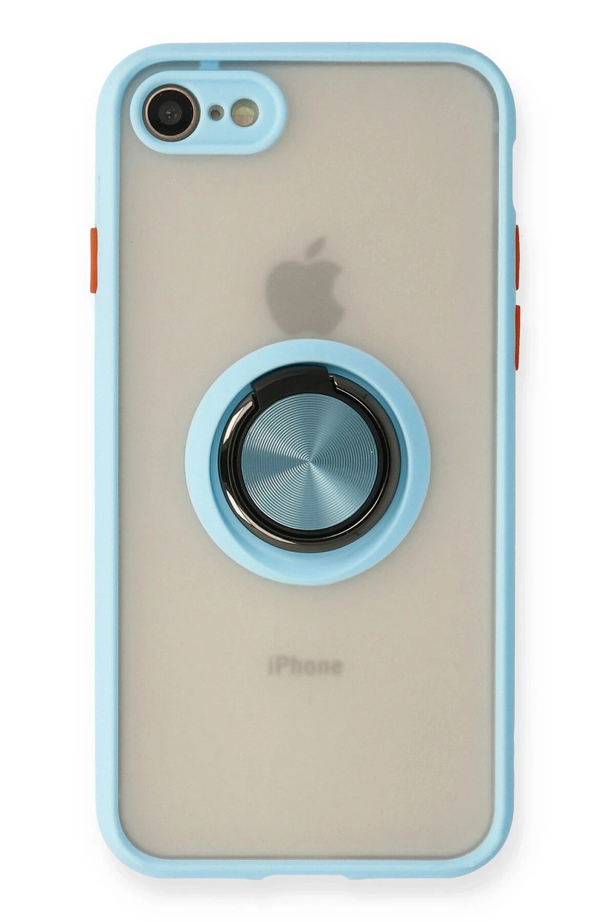 NewFace iPhone 7 Kılıf Montreal Yüzüklü Silikon Kapak - Buz Mavi INSLM