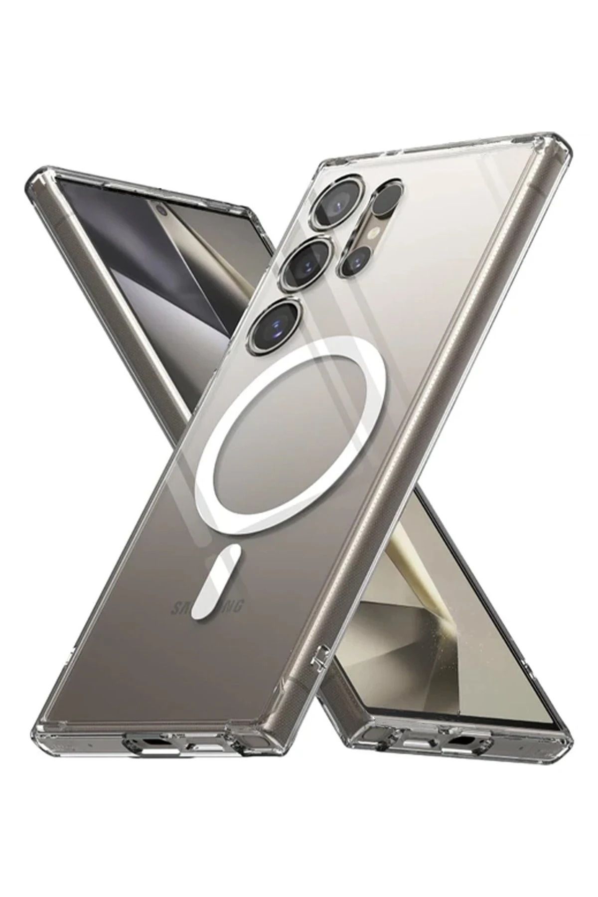 NewFace Samsung Galaxy S24 Ultra Kılıf Magneticsafe Şeffaf Silikon - Şeffaf HNZRN