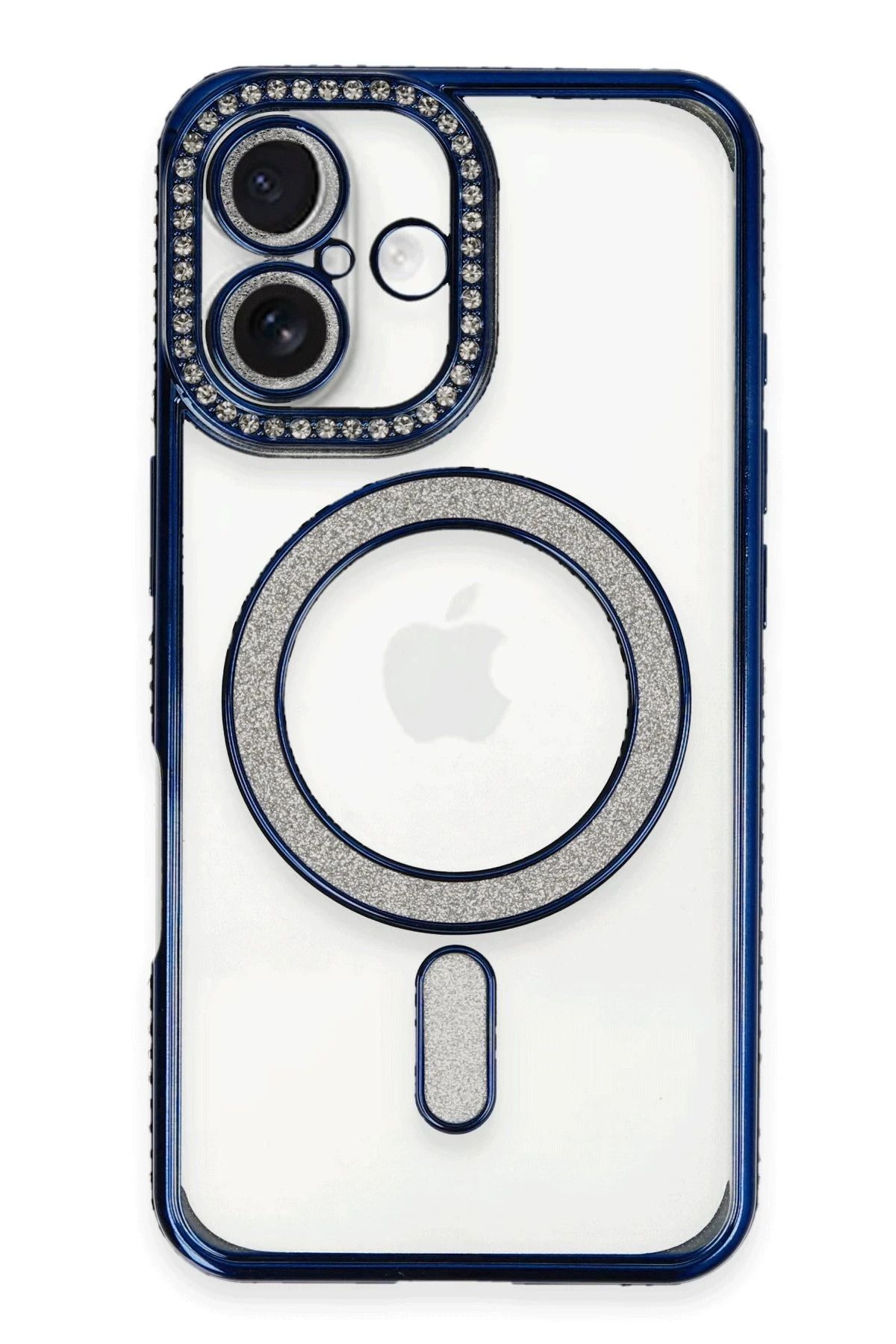 NewFace iPhone 16 Kılıf Joke Simli Magneticsafe Kılıf - Lacivert HNZRN