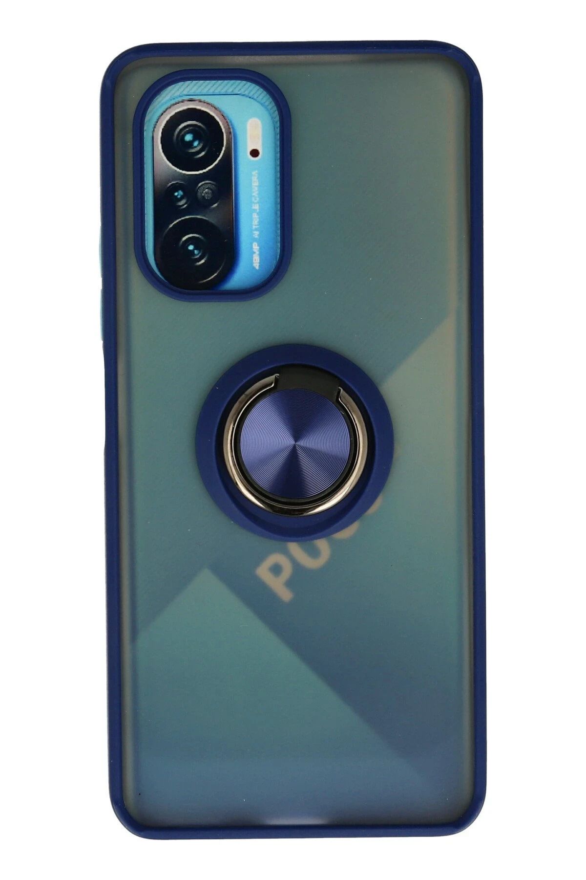 NewFace Xiaomi Redmi K40 Kılıf Montreal Yüzüklü Silikon Kapak - Lacivert JOJUA