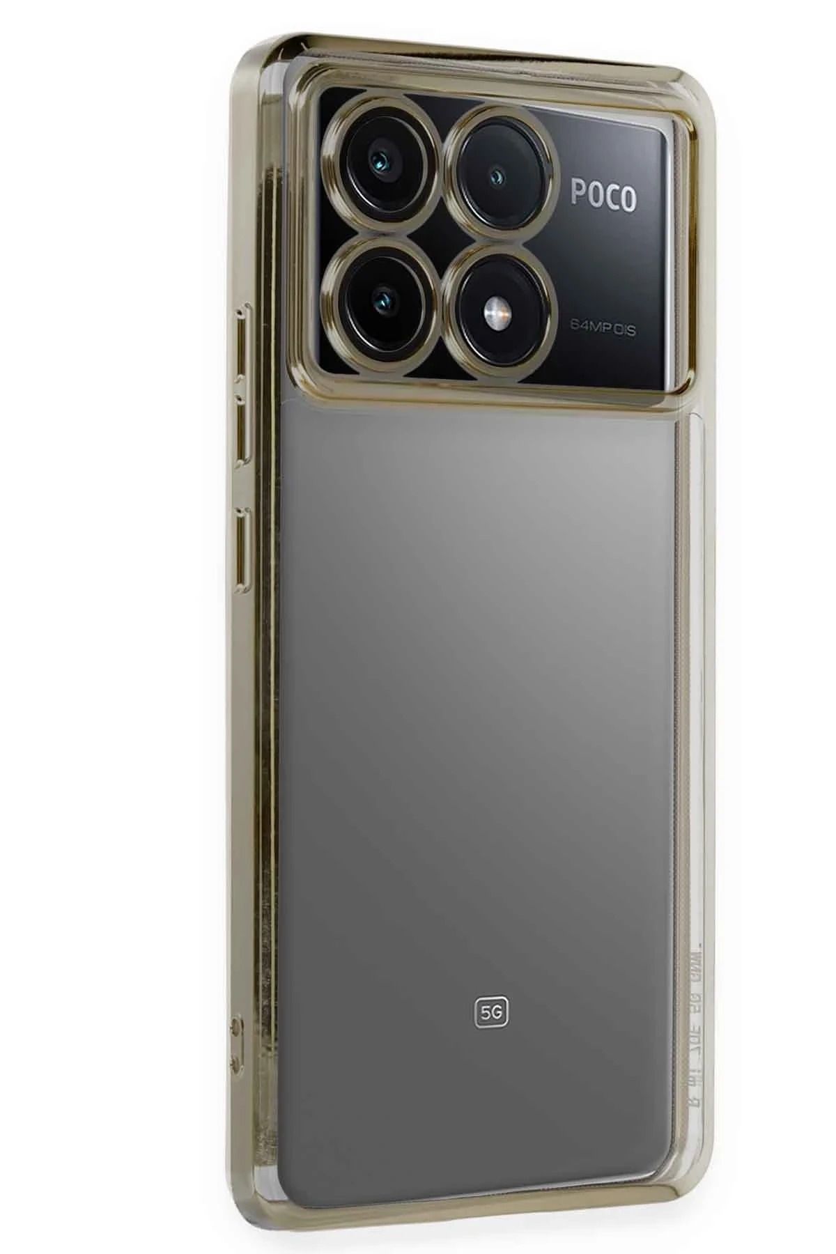 NewFace Xiaomi Poco X6 Pro Kılıf Lensli Silikon - Gold JOJUA