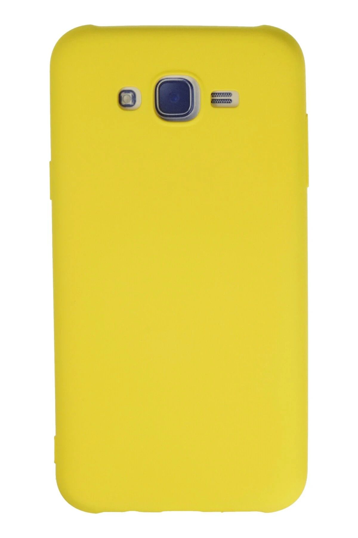 NewFace Galaxy J7 uyumlu  Kılıf Nano içi Kadife Silikon - Sarı JOJUA