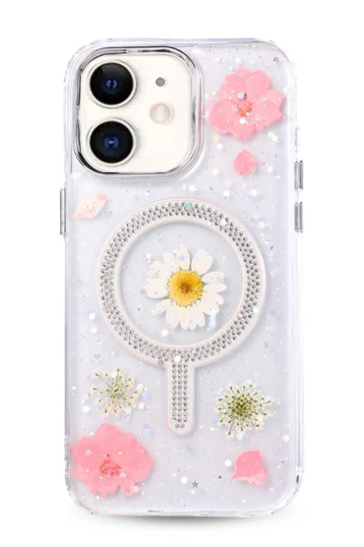 NewFace iPhone 11 Flower Magsafe Kapak - Pembe HNZRN