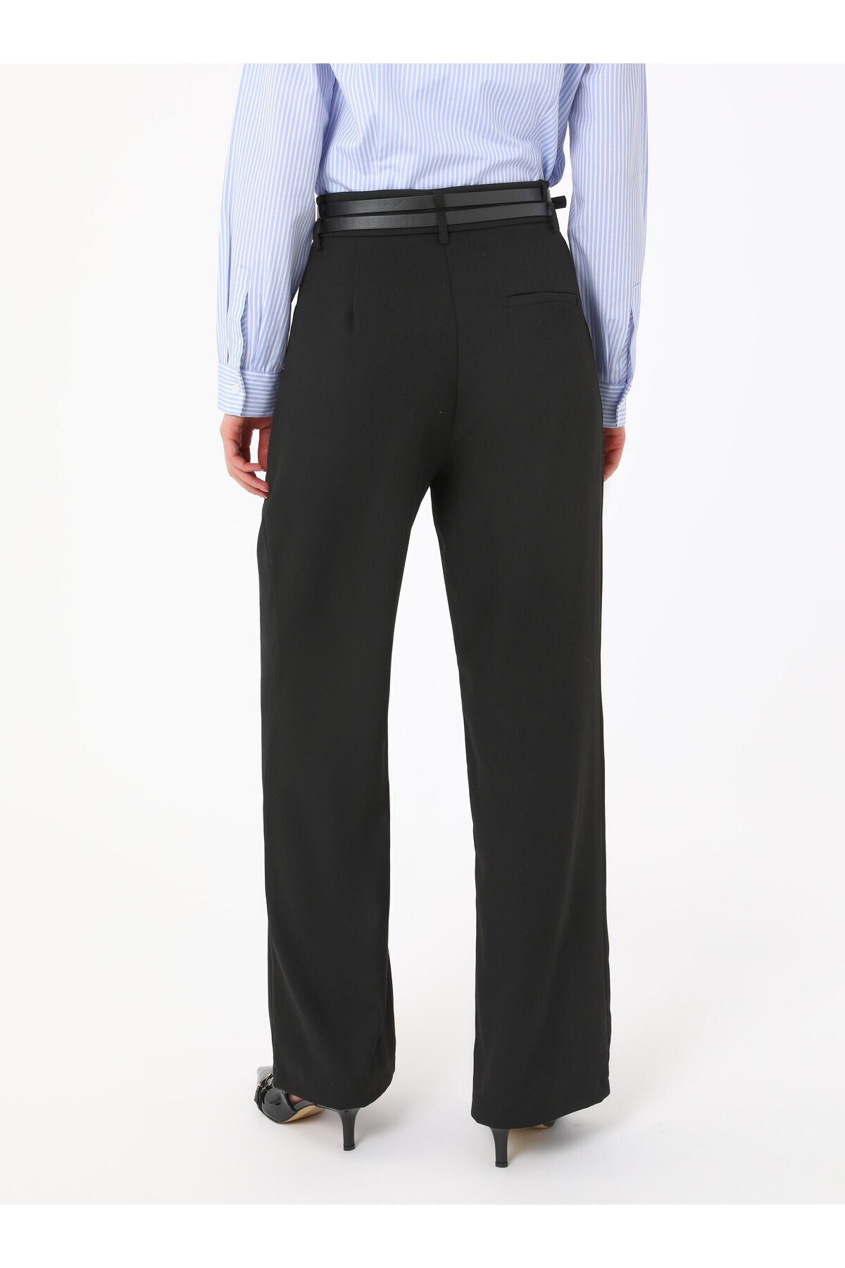 Refka-Double Belt Detailed Trousers - Black - Refka 6