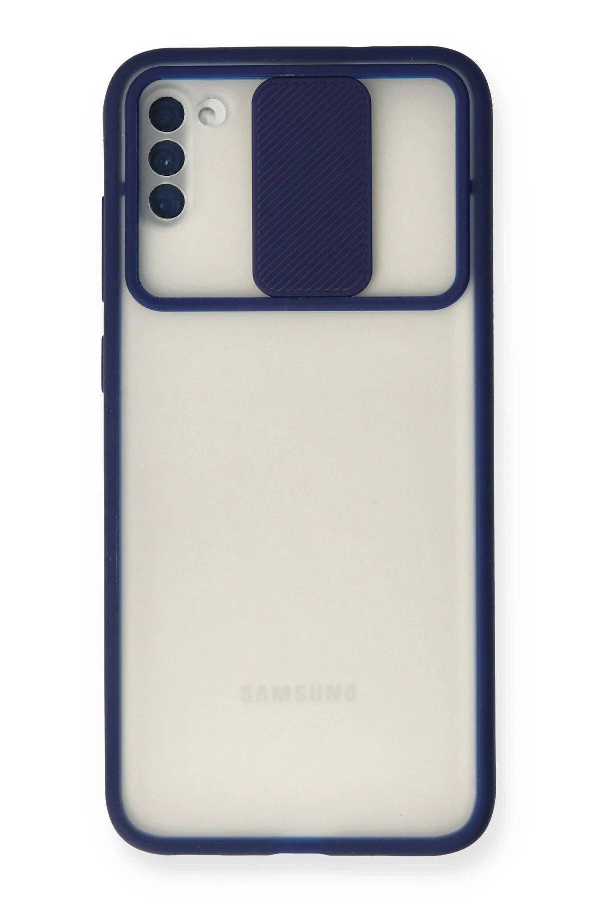NewFace Samsung Galaxy A11 Kılıf Palm Buzlu Kamera Sürgülü Silikon - Lacivert INSLM