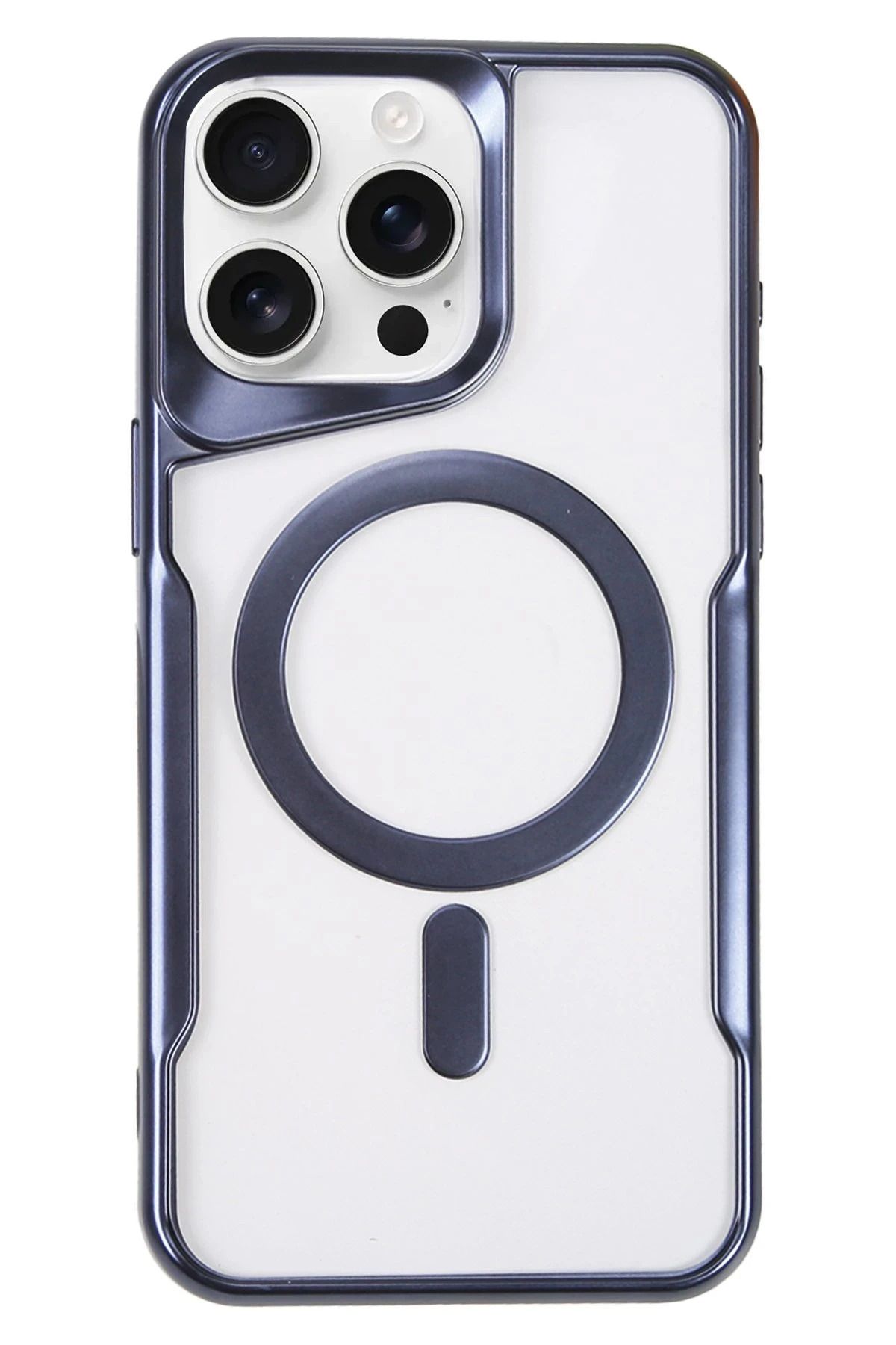 NewFace iPhone 16 Pro Kılıf Boyi Magsafe Silikon Kapak - Lacivert BSTMY