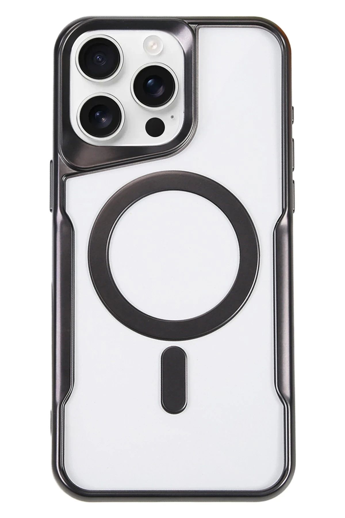 NewFace iPhone 16 Pro Max Kılıf Boyi Magsafe Silikon Kapak - Siyah HNZRN