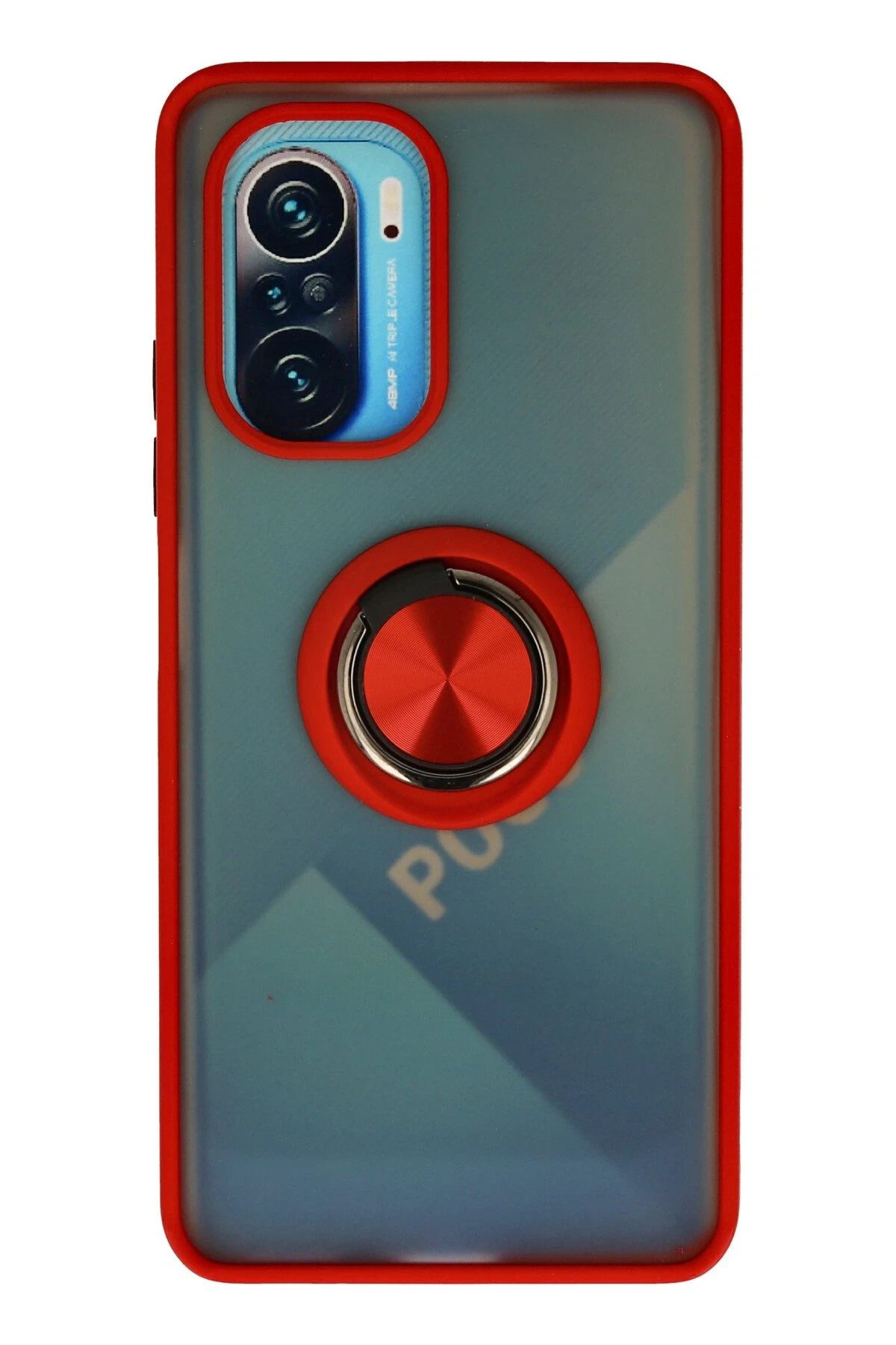NewFace Xiaomi Redmi K40 Kılıf Montreal Yüzüklü Silikon Kapak - Kırmızı JOJUA