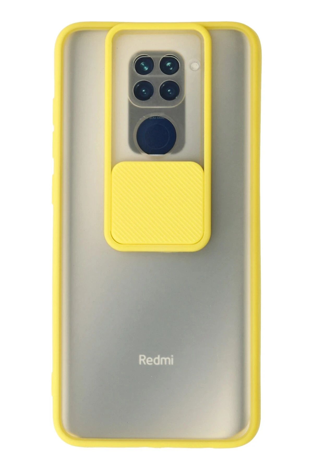 NewFace Xiaomi Redmi Note 9 Kılıf Palm Buzlu Kamera Sürgülü Silikon - Sarı BSTMY