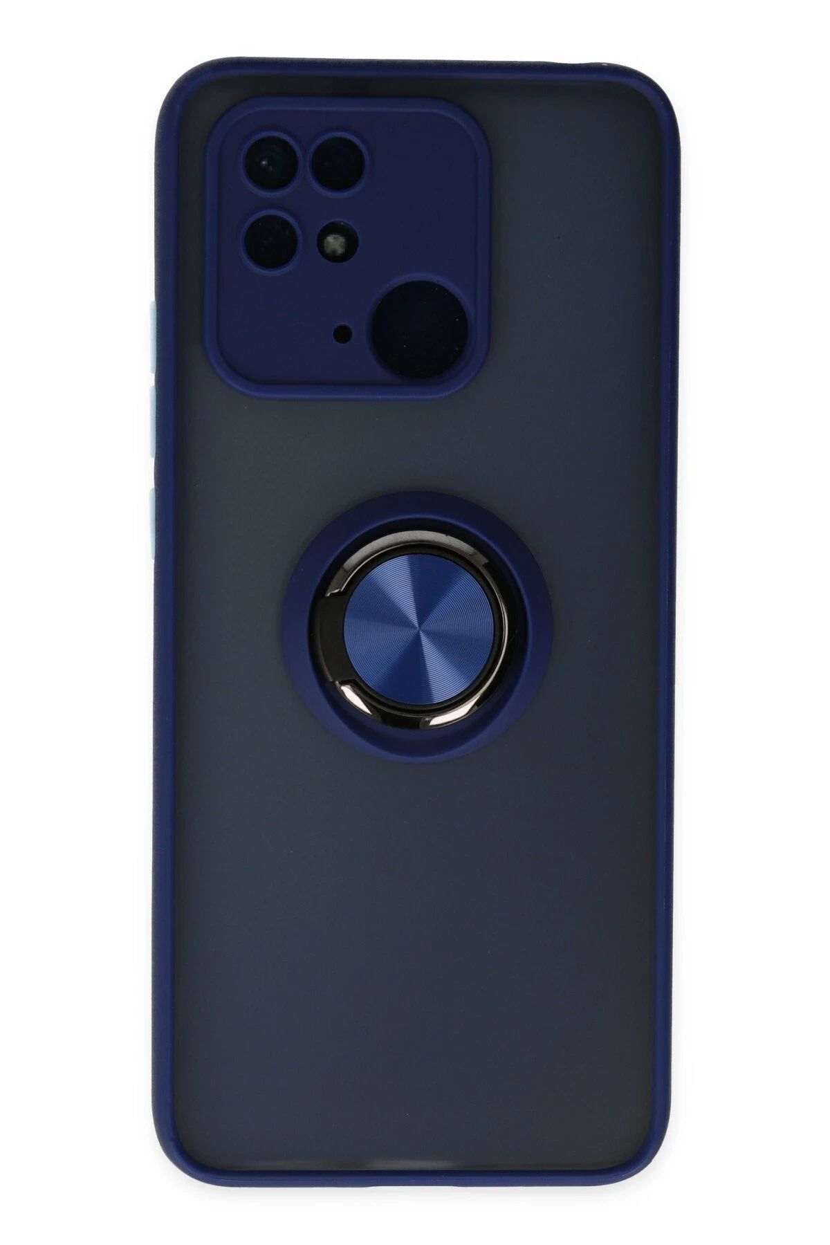 NewFace Xiaomi Redmi 10C Kılıf Montreal Yüzüklü Silikon Kapak - Lacivert JOJUA
