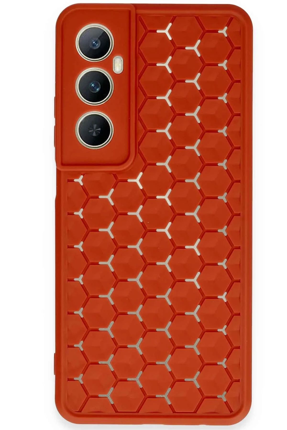 NewFace Realme C65 Kılıf Petek Silikon Kapak - Kırmızı YNSMR