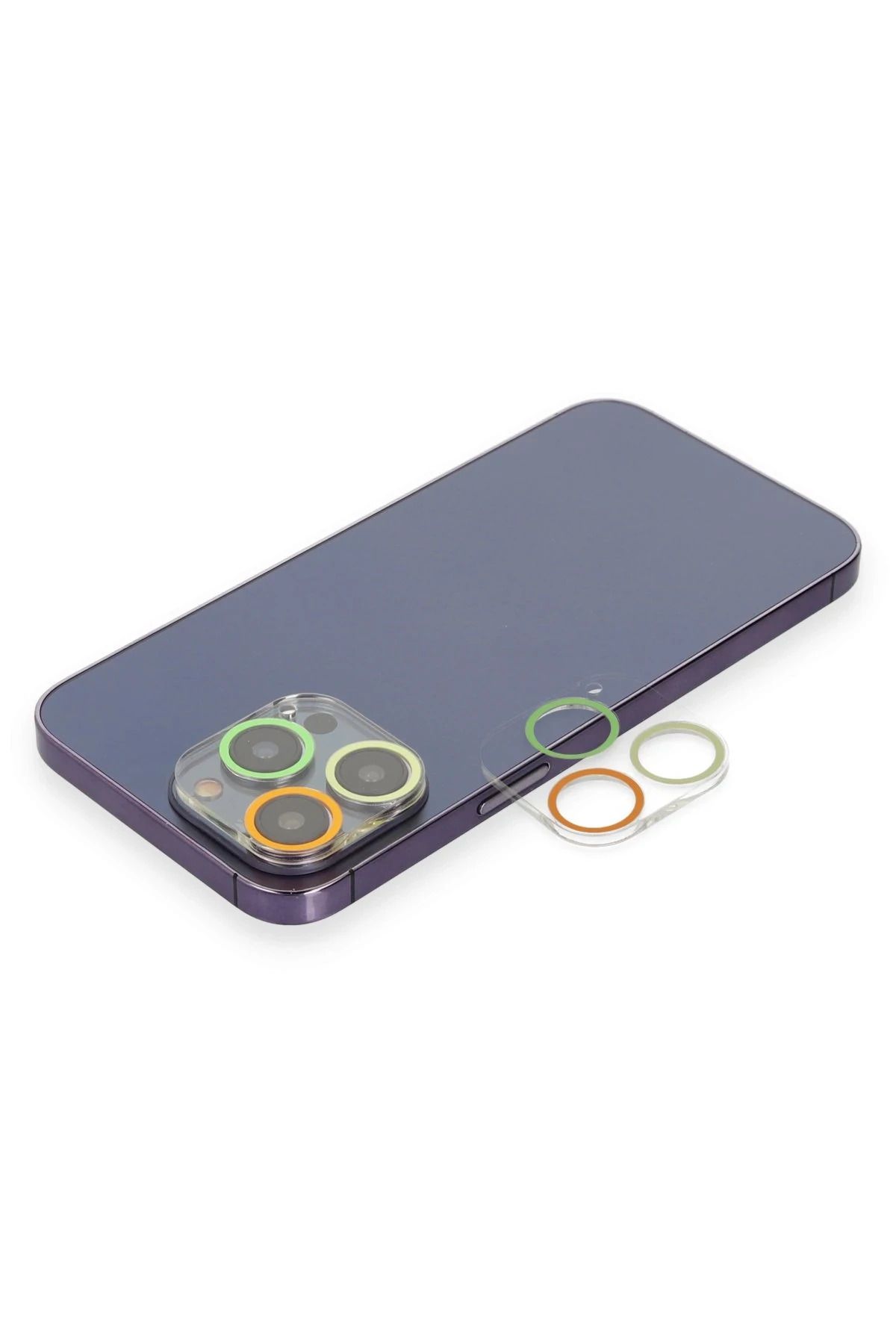 NewFace iPhone 14 Pro Max Renkli Kamera Lens Koruma Cam - Sarı-Turuncu DRSTR