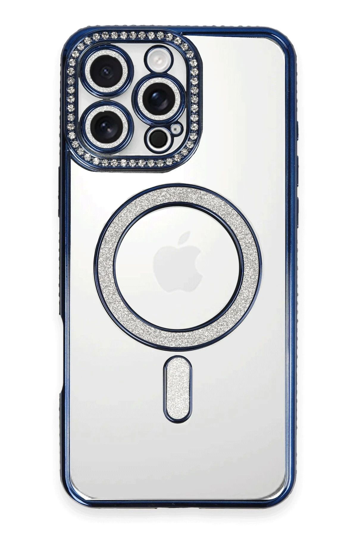 NewFace iPhone 16 Pro Kılıf Joke Simli Magneticsafe Kılıf - Lacivert HNZRN