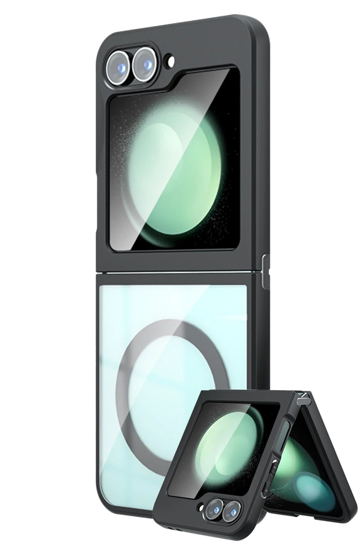 NewFace Samsung Galaxy Z Flip 6 Kılıf Blur Fold Magsafe Kapak - Siyah BSTMY