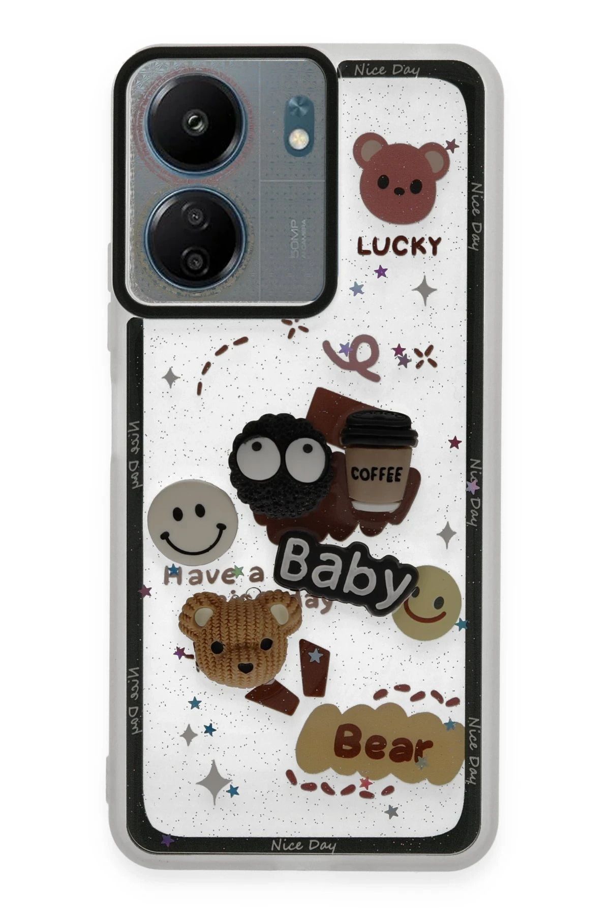 NewFace Xiaomi Redmi 13C Kılıf Sweet Desenli Silikon Kapak - Sarı YNSMR