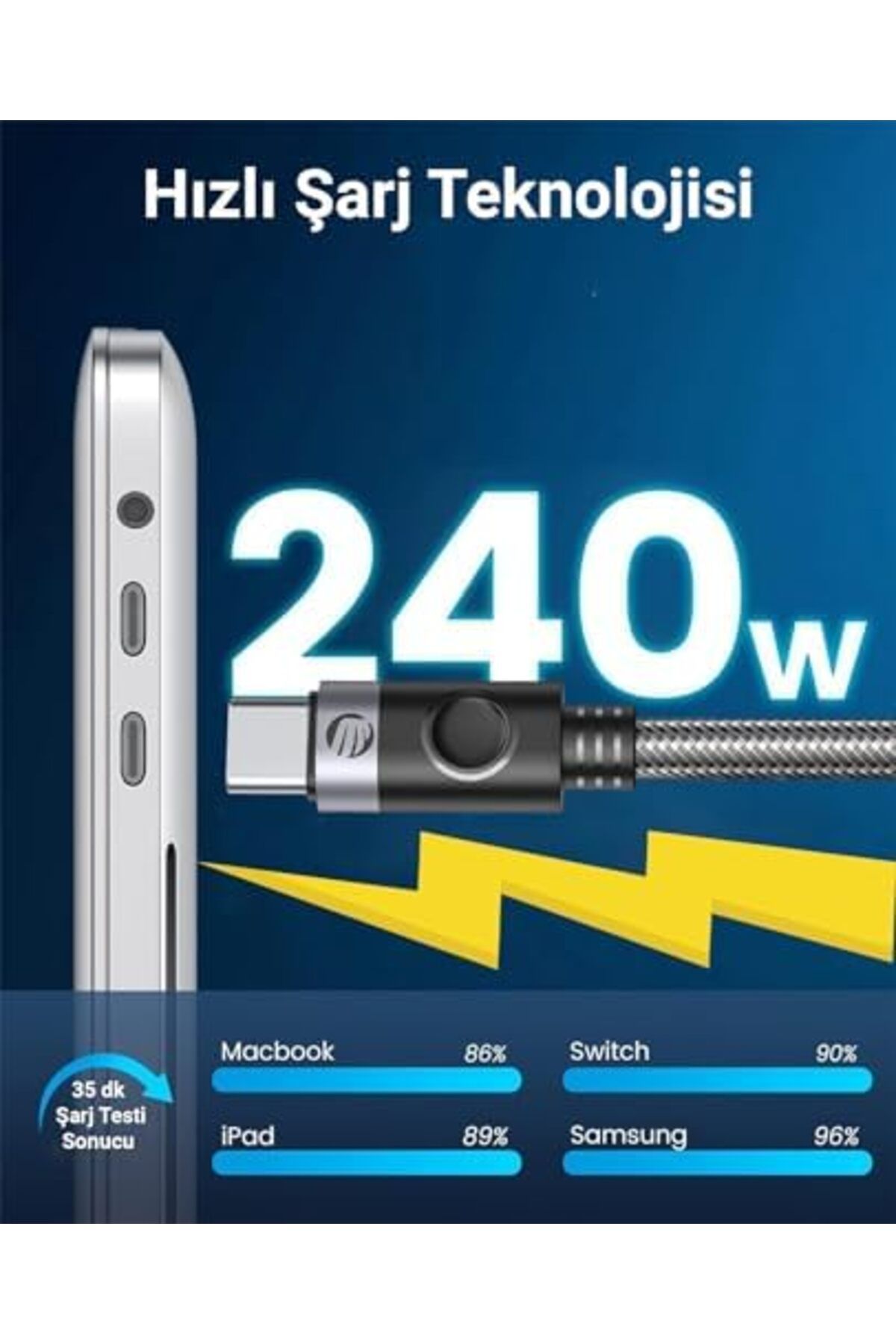 STOREMAX Sbl 240W 5A PD Type-C to Type-C Hızlı Şarj ve Data Kablosu 1 Metre Siyah SBLShp 1064356