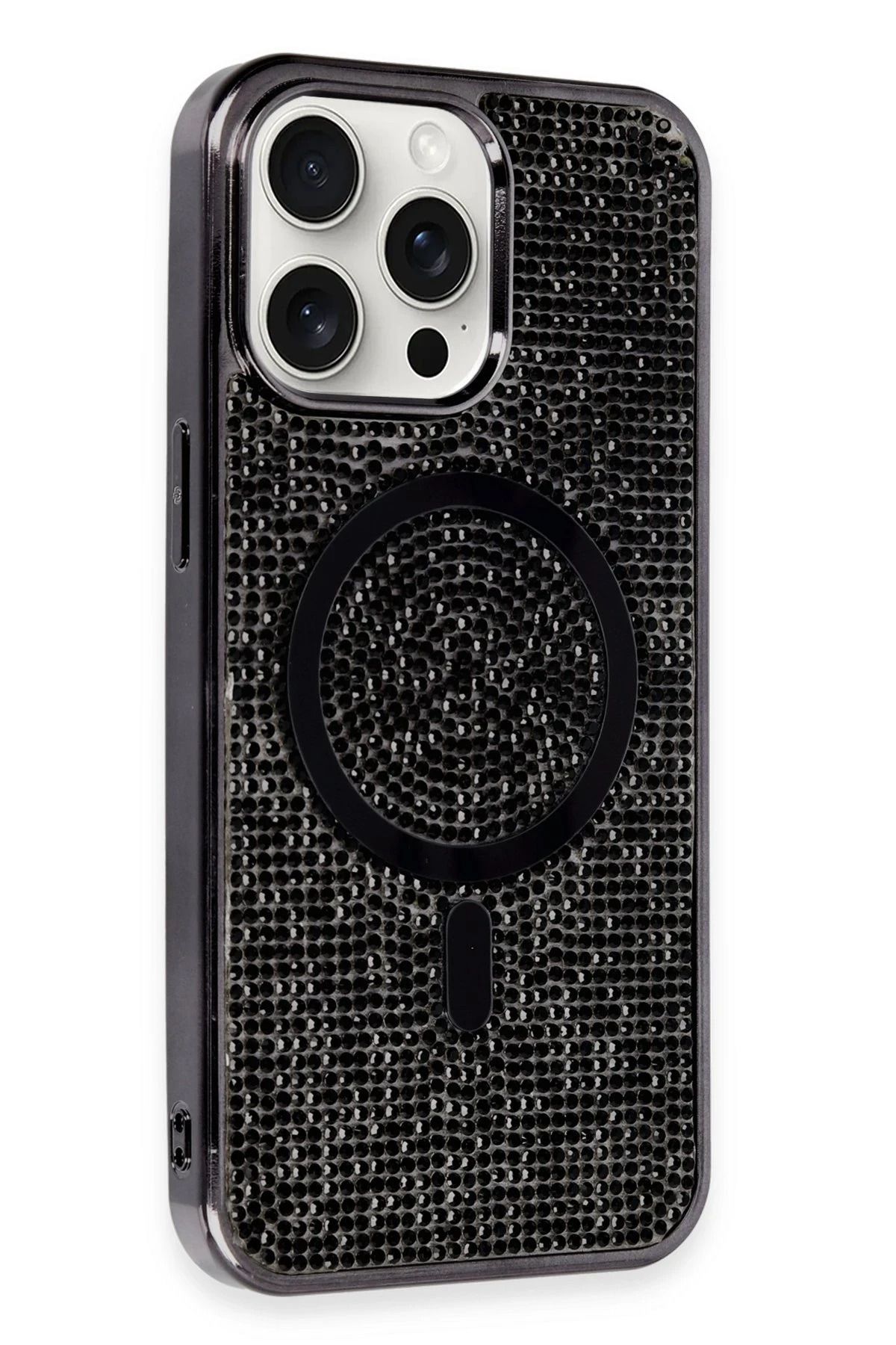 NewFace iPhone 15 Pro Max Kılıf Diamond Magsafe Kapak - Siyah FERRG