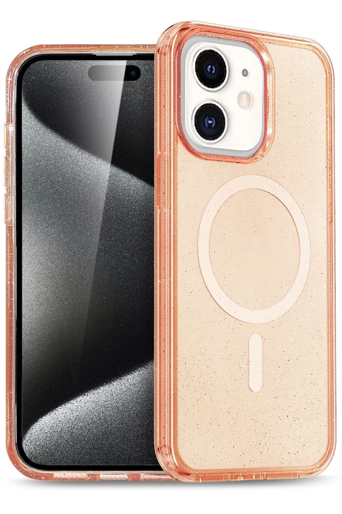 NewFace iPhone 12 Kılıf Glow Magsafe Kapak - Turuncu HNZRN