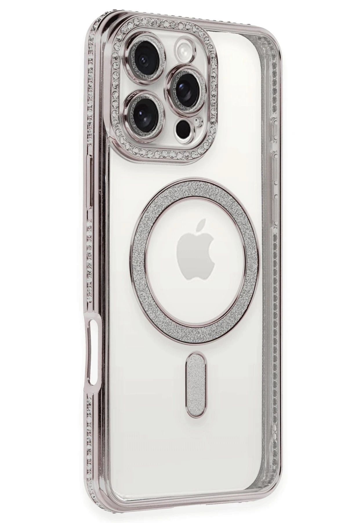 NewFace iPhone 16 Pro Kılıf Joke Simli Magneticsafe Kılıf - Pembe HNZRN