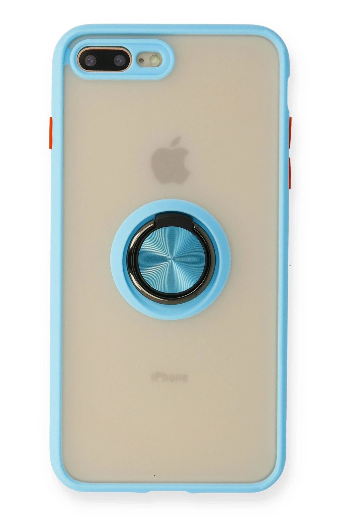 NewFace iPhone 7 Plus Kılıf Montreal Yüzüklü Silikon Kapak - Buz Mavi HNZRN