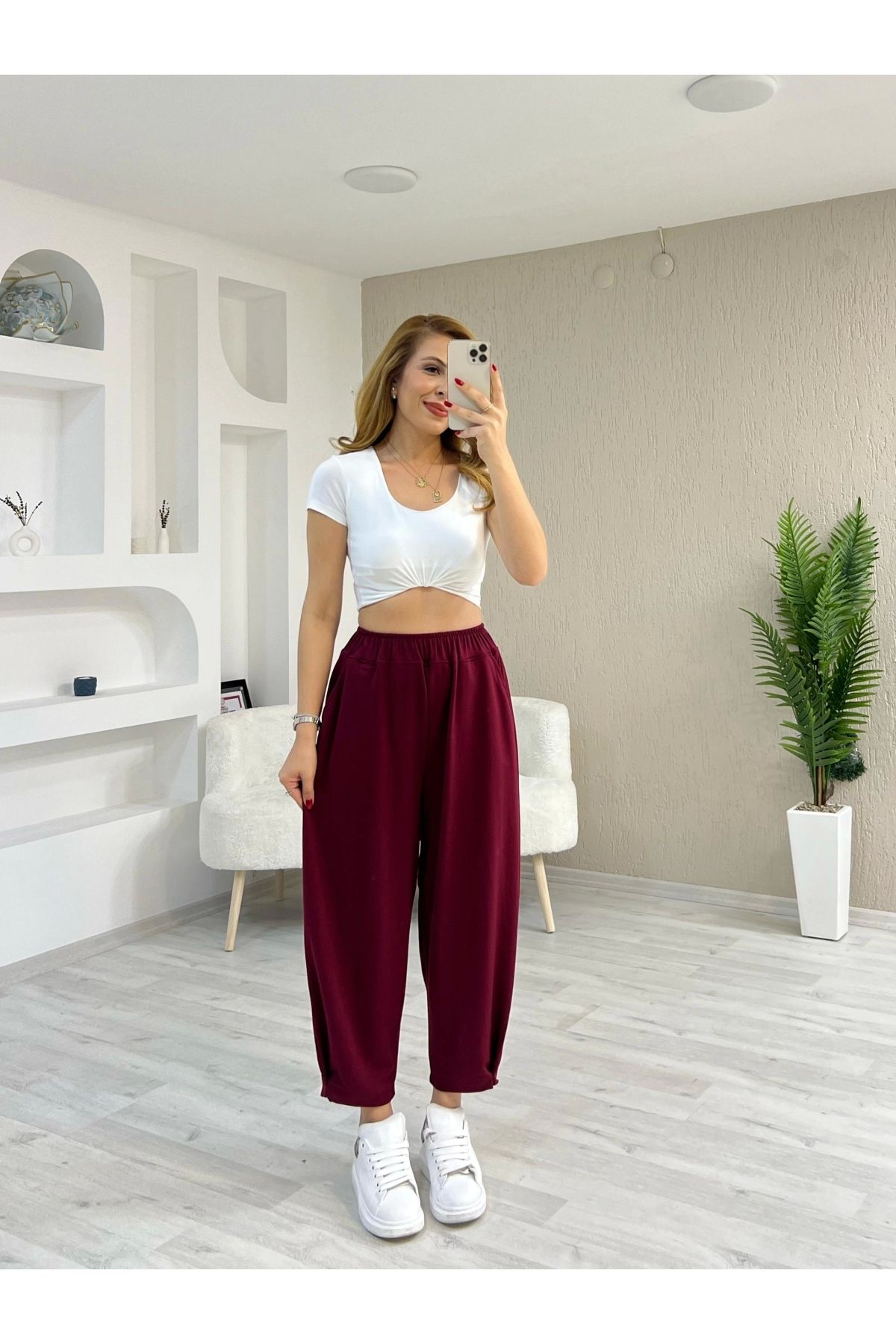 İrka Moda Modal Kumaş Şalvar Bordo