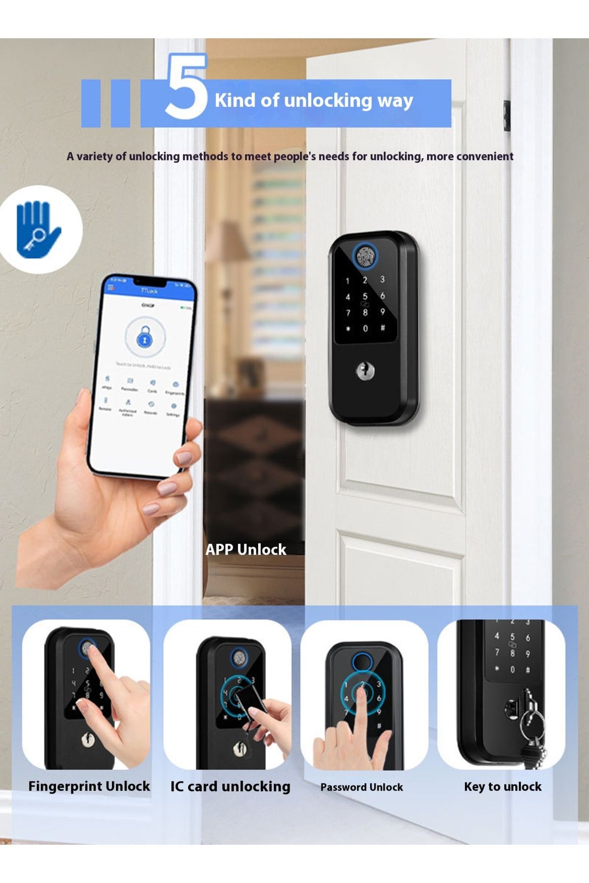 sharpdo-Wifi Fully Automatic Smart Fingerprint Lock Electronic Lock Password Lock 2