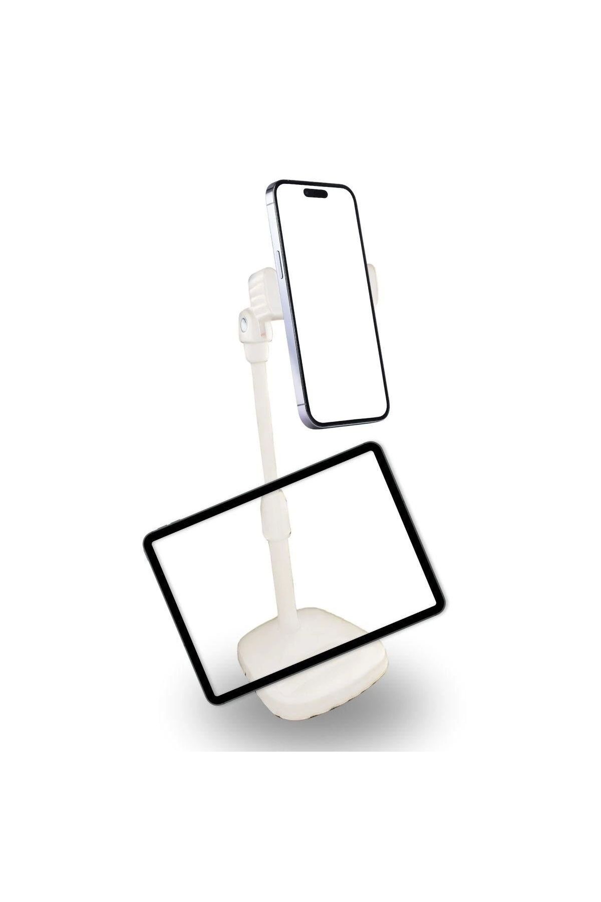 STOREMAX Masa Üstü Tablet ve Telefon Tutucu Plastik Aparat Beyaz Telefon Standı (5047)