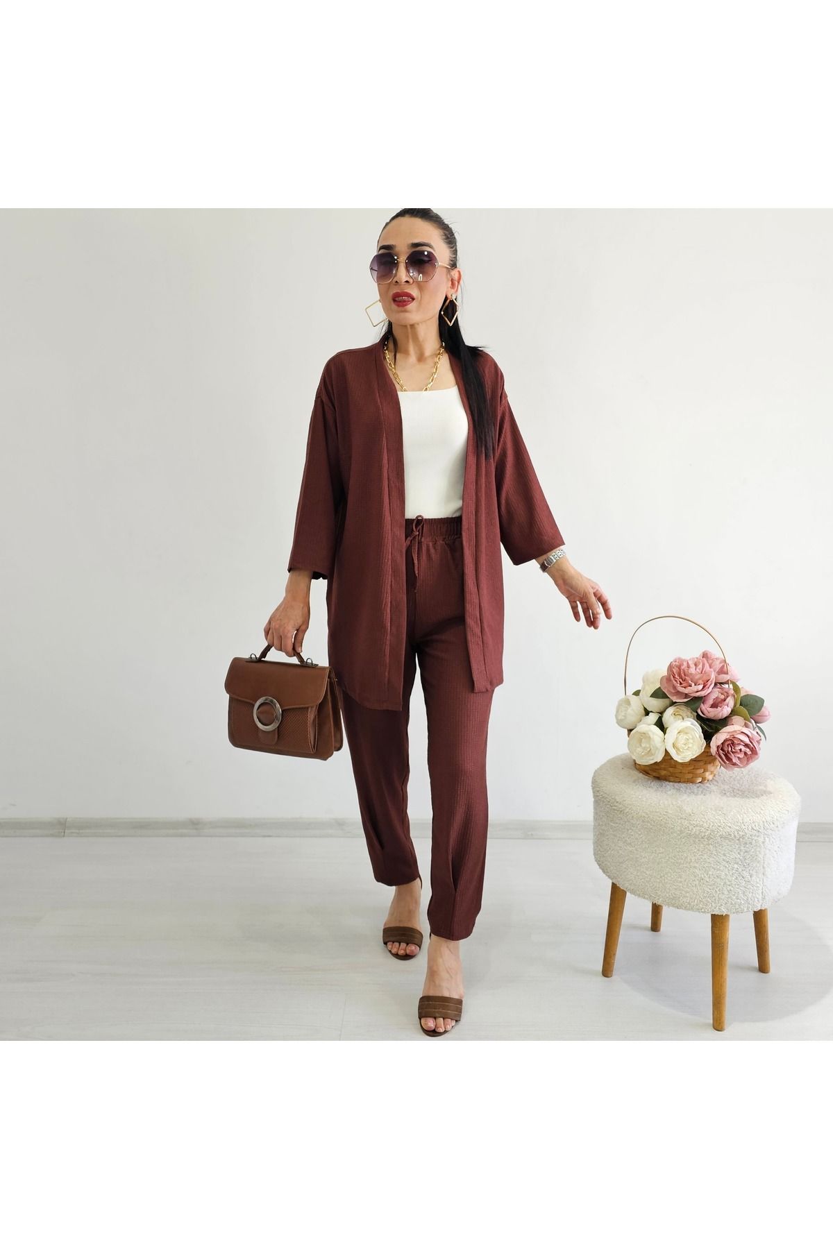Altı Üstü Butik Set Kimono Drept Îngust Femeie - L