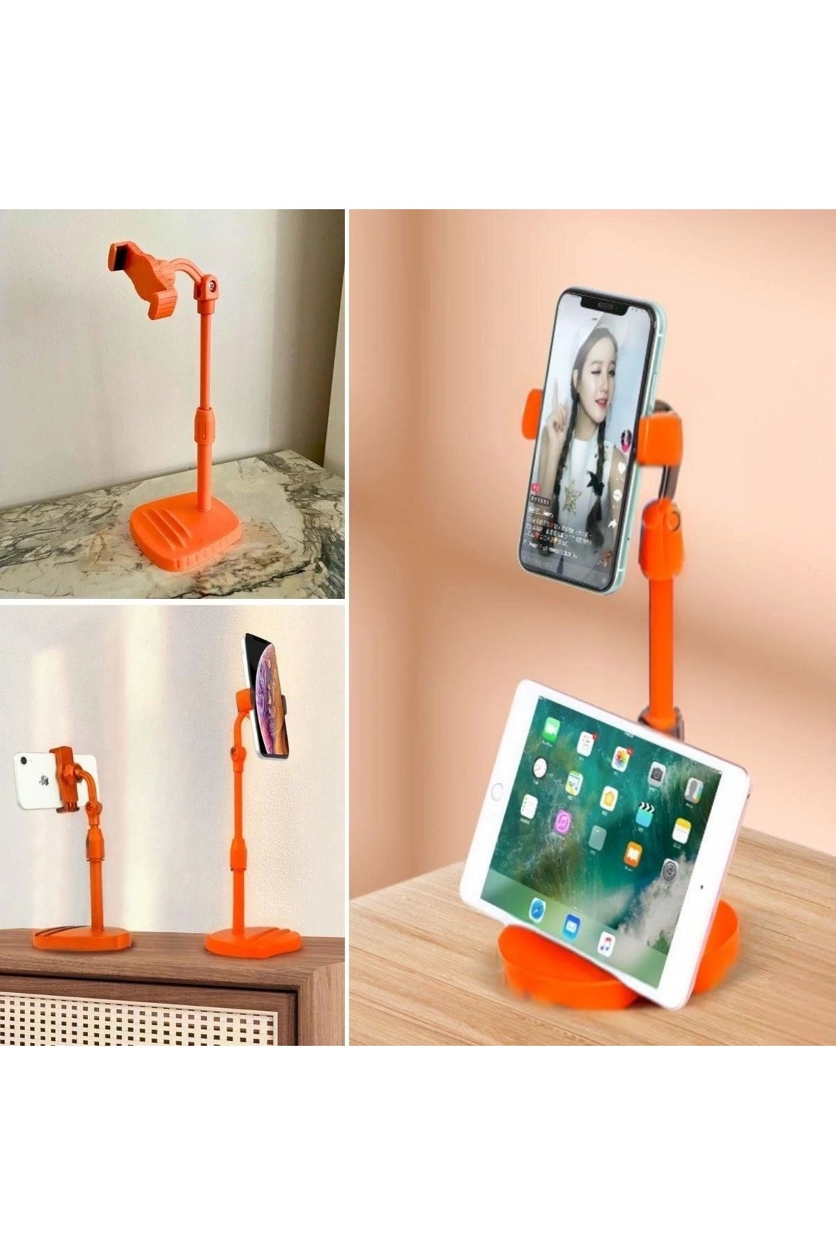 STOREMAX Masa Üstü Tablet ve Telefon Tutucu Plastik Aparat Turuncu Telefon Standı (5047)