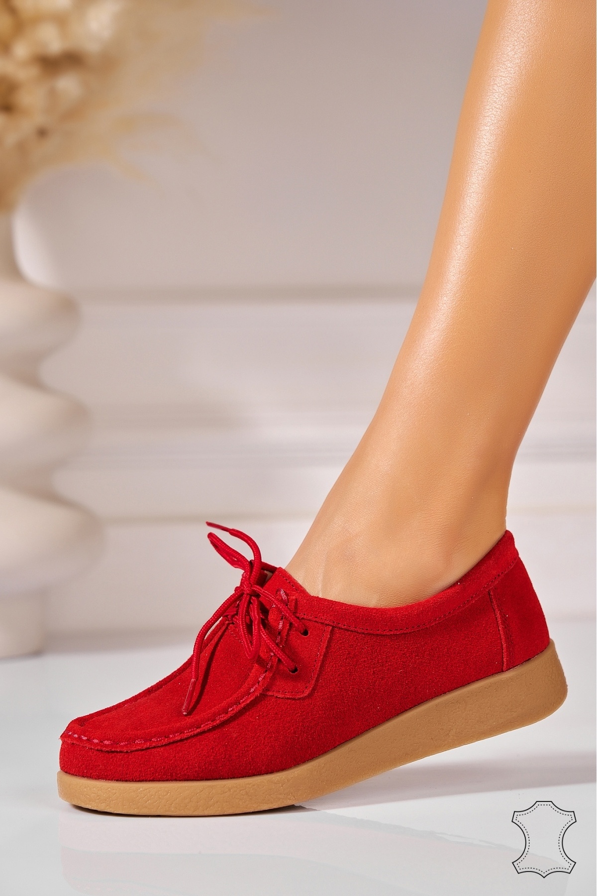 Joana-Women's Moccasins Natural Suede Red Harla2 2