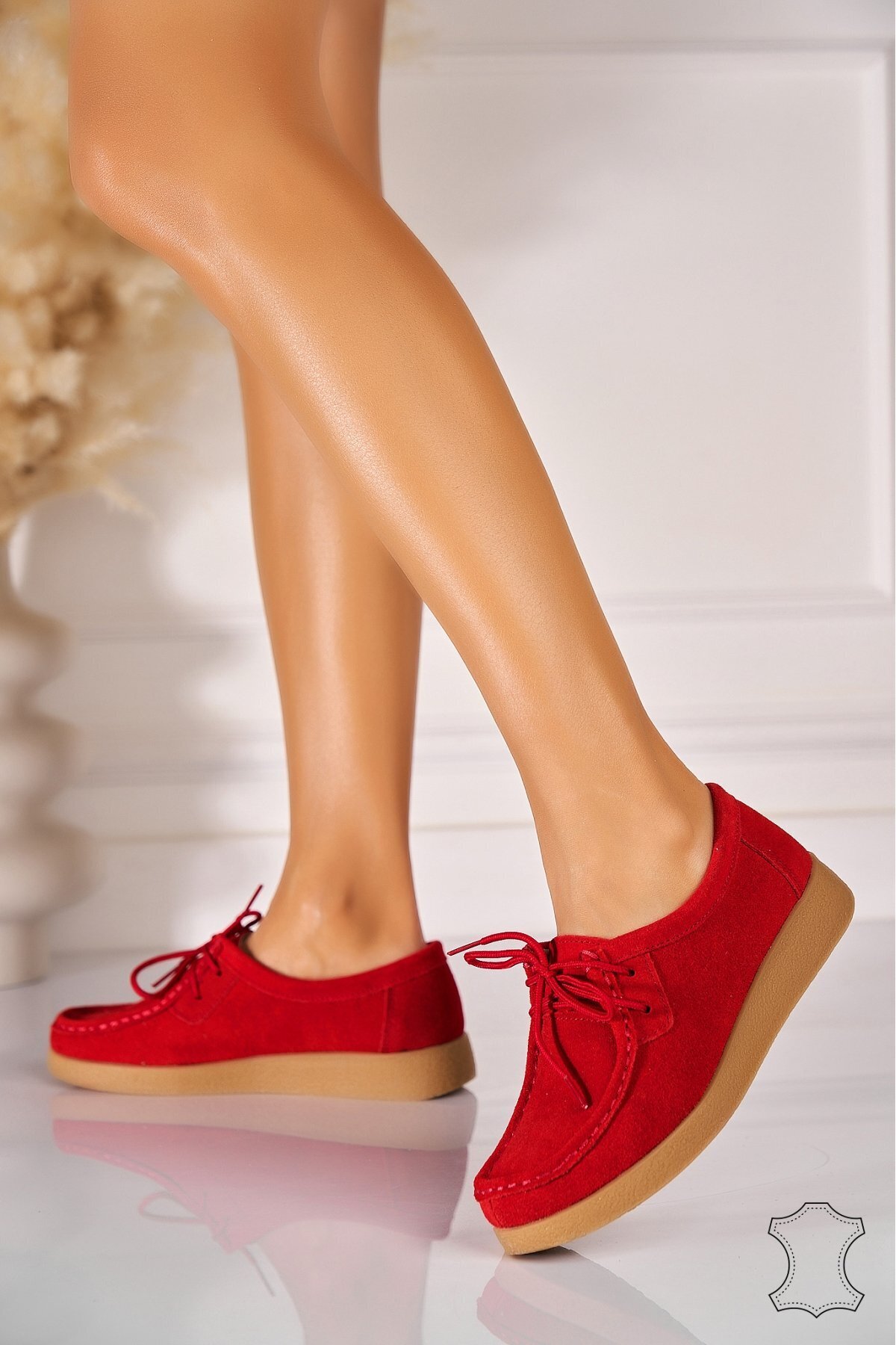 Joana-Women's Moccasins Natural Suede Red Harla2 1